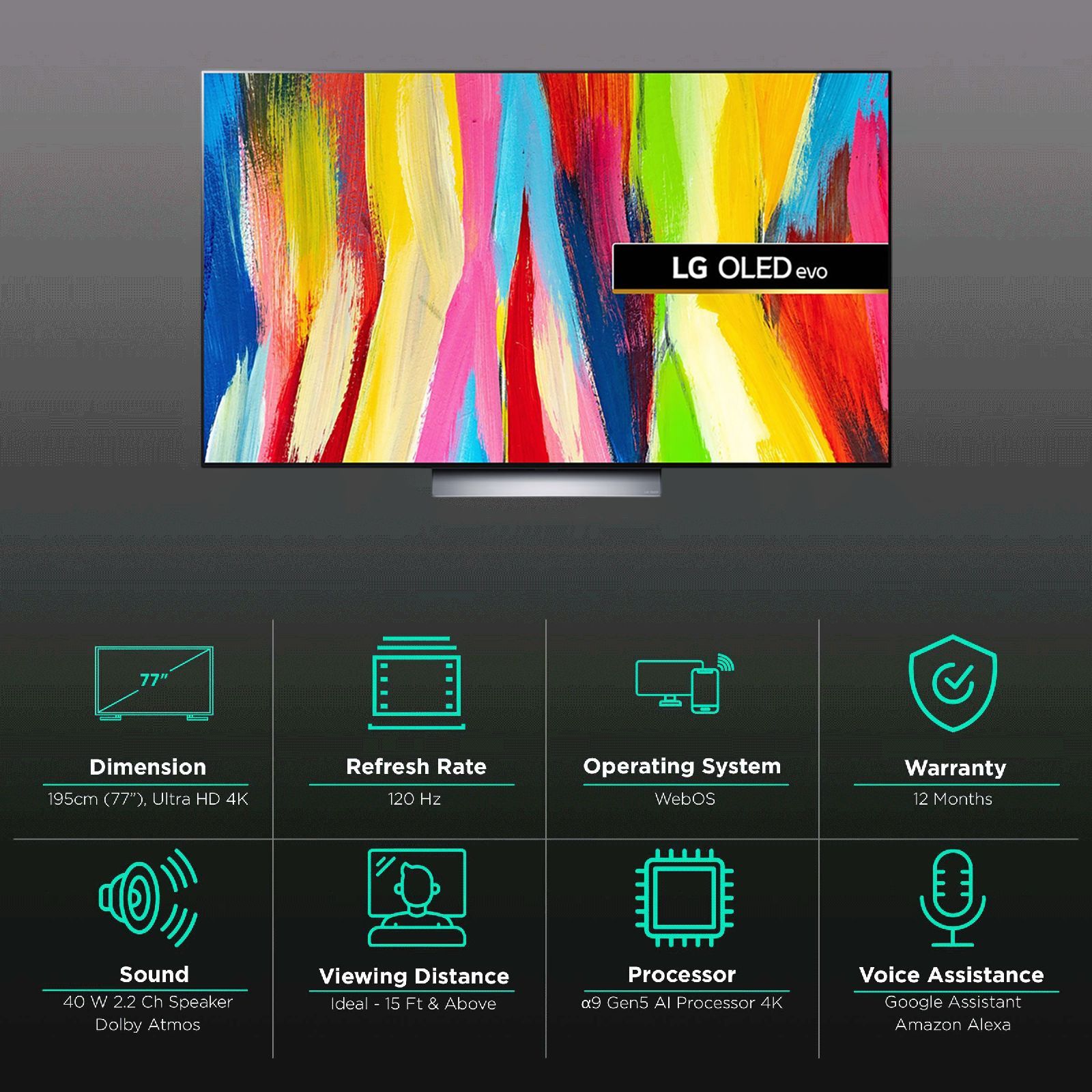 LG C2 195 cm (77 inch) 4K Ultra HD OLED WebOS TV with Voice Assistance (2022 model) LG C2 195 cm (77 inch) 4K Ultra HD OLED WebOS TV with Voice Assistance (2022 model)_3
