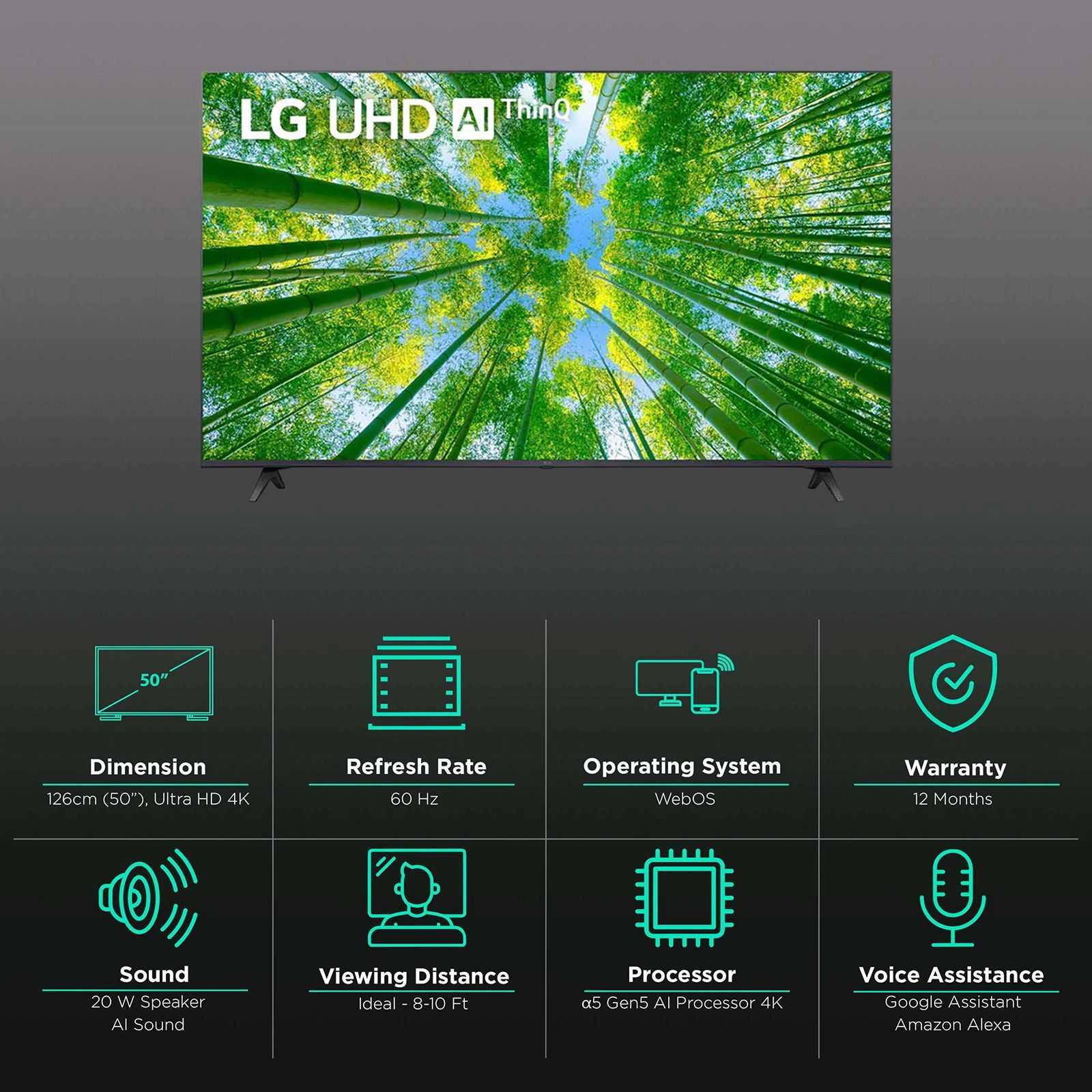 LG UQ80 126 cm (50 inch) 4K Ultra HD LED WebOS TV with Voice Assistance (2022 model)_3