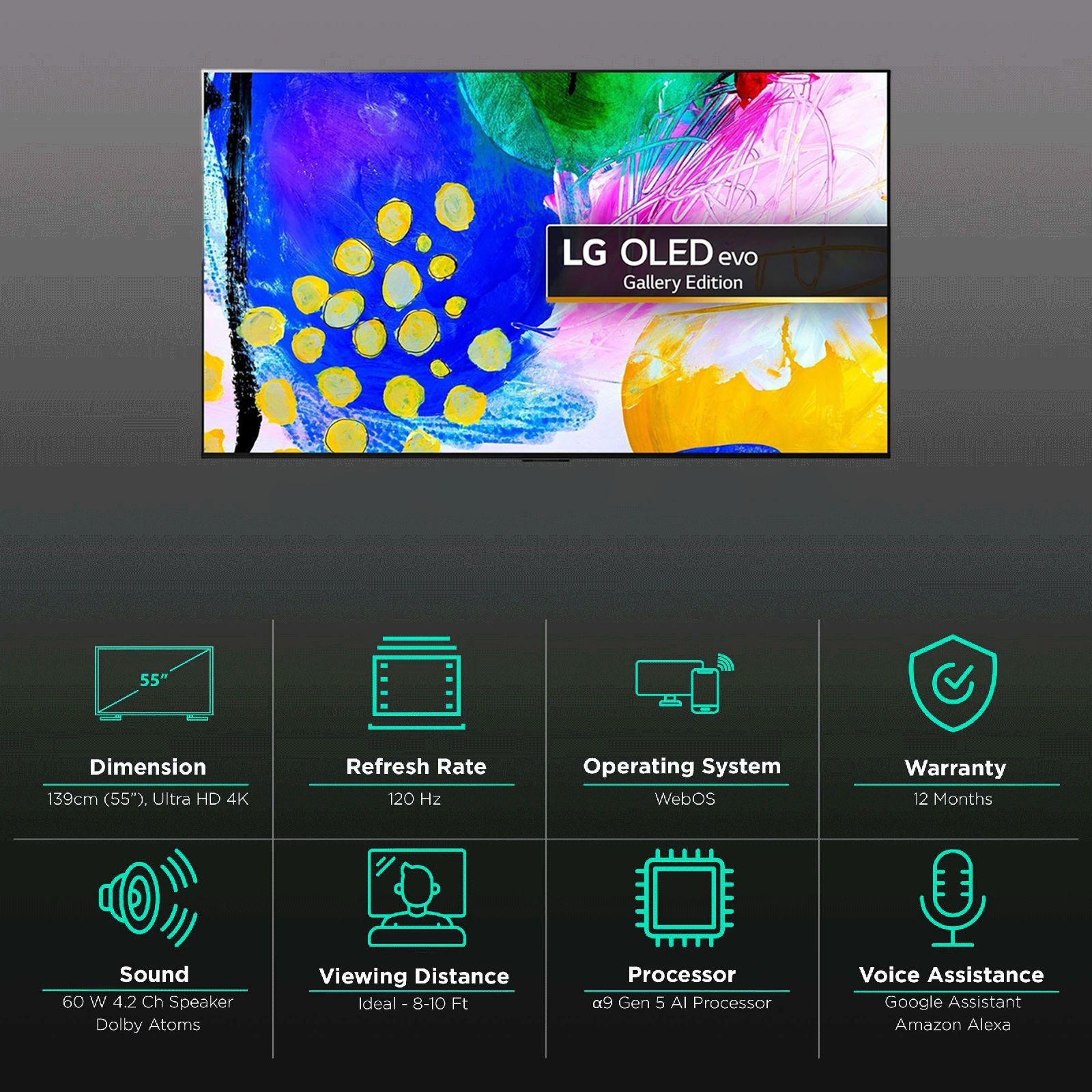 LG G2 139 cm (55 inch) OLED 4K Ultra HD WebOS TV with Voice Assistance (2022 model)_2