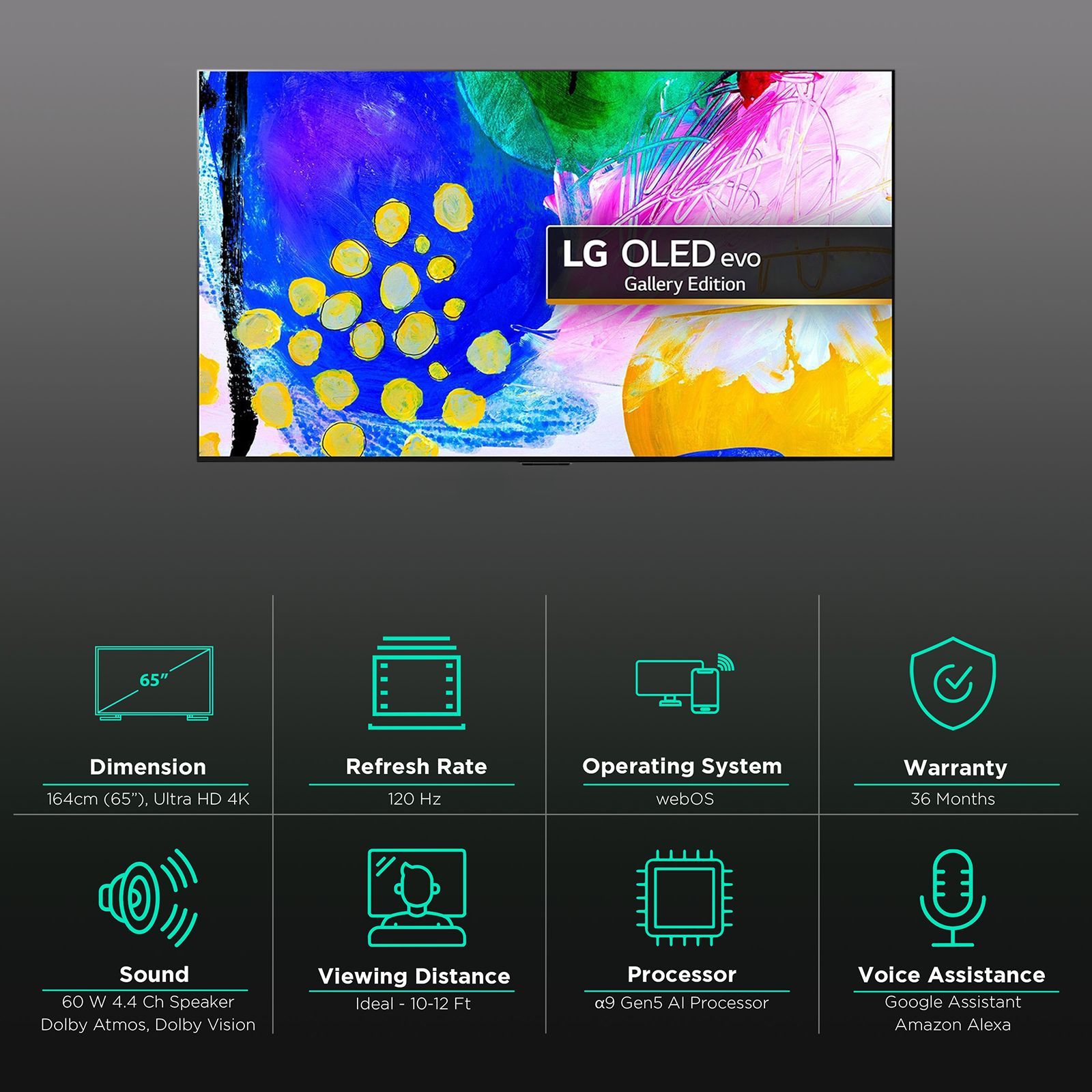 LG evo G2 164 cm (65 inch) 4K Ultra HD OLED Smart WebOS TV with Voice Assistance (2022 model)_3