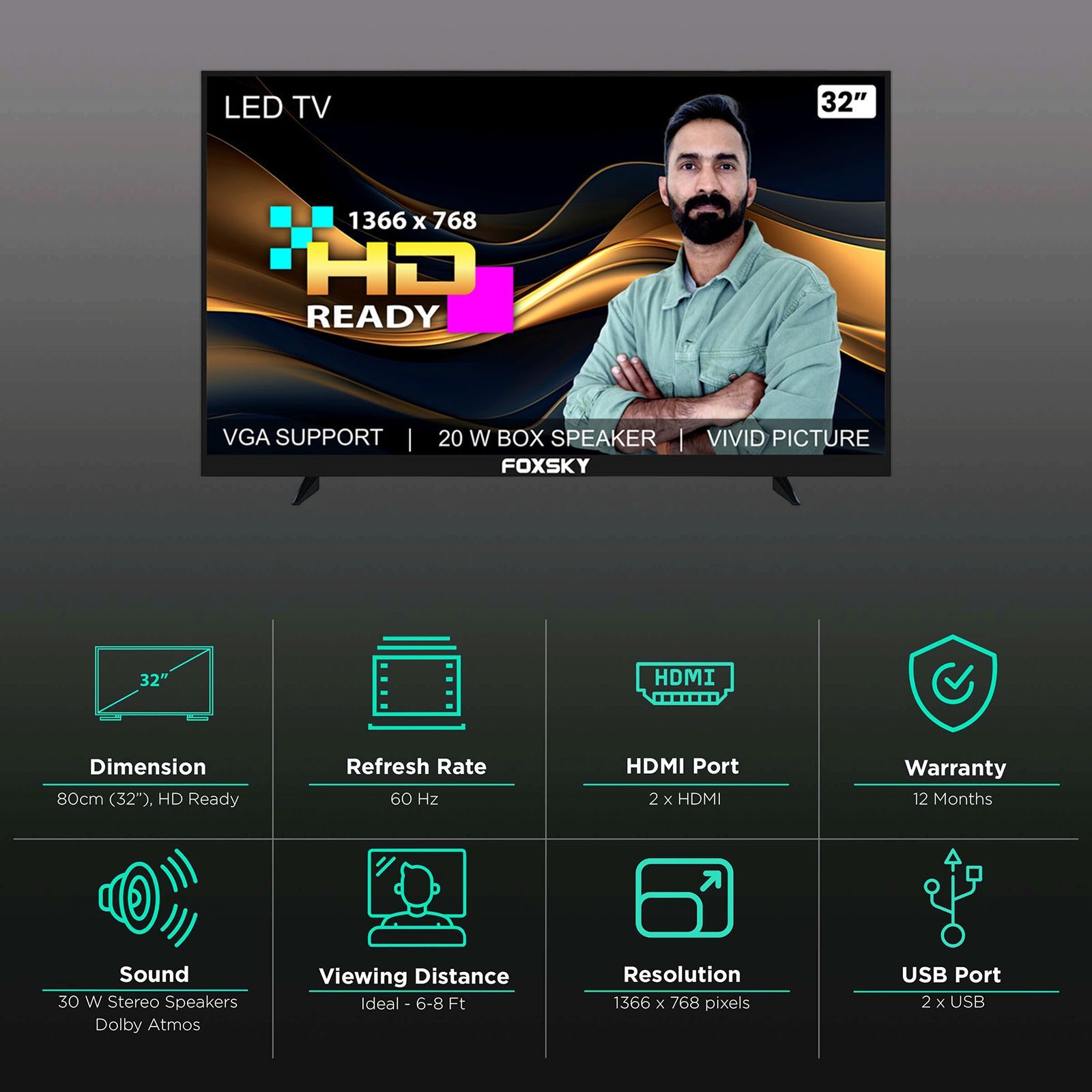 FOXSKY 80 cm (32 inch) HD Ready LED TV with A+ Grade Panel (2021 model) FOXSKY 80 cm (32 inch) HD Ready LED TV with A+ Grade Panel (2021 model)_3
