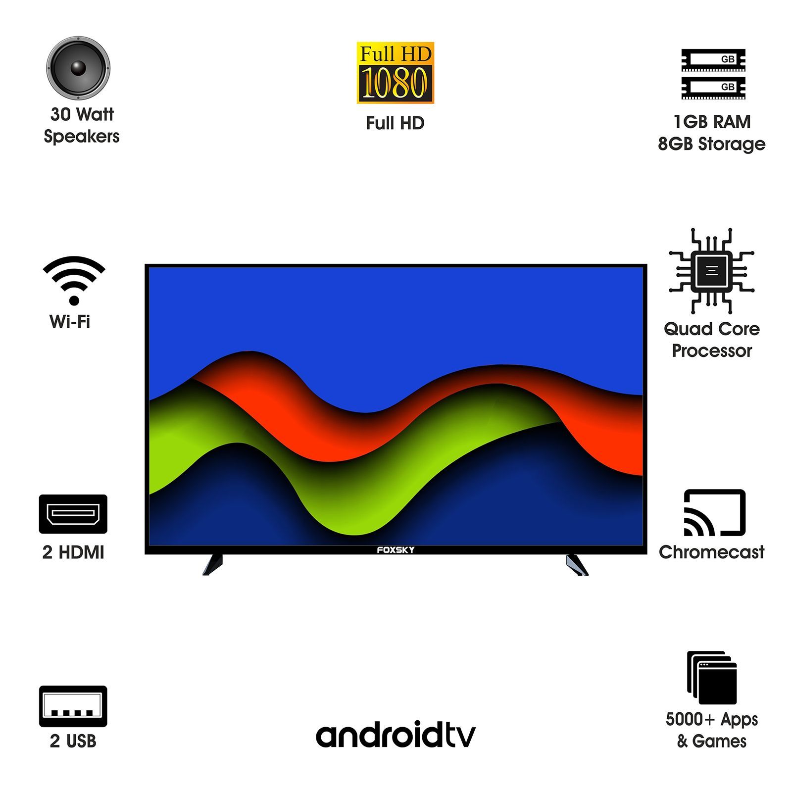 FOXSKY FSFHS 100 cm (40 inch) Full HD LED Smart Android TV with Stereo Speakers (2022 model)_9