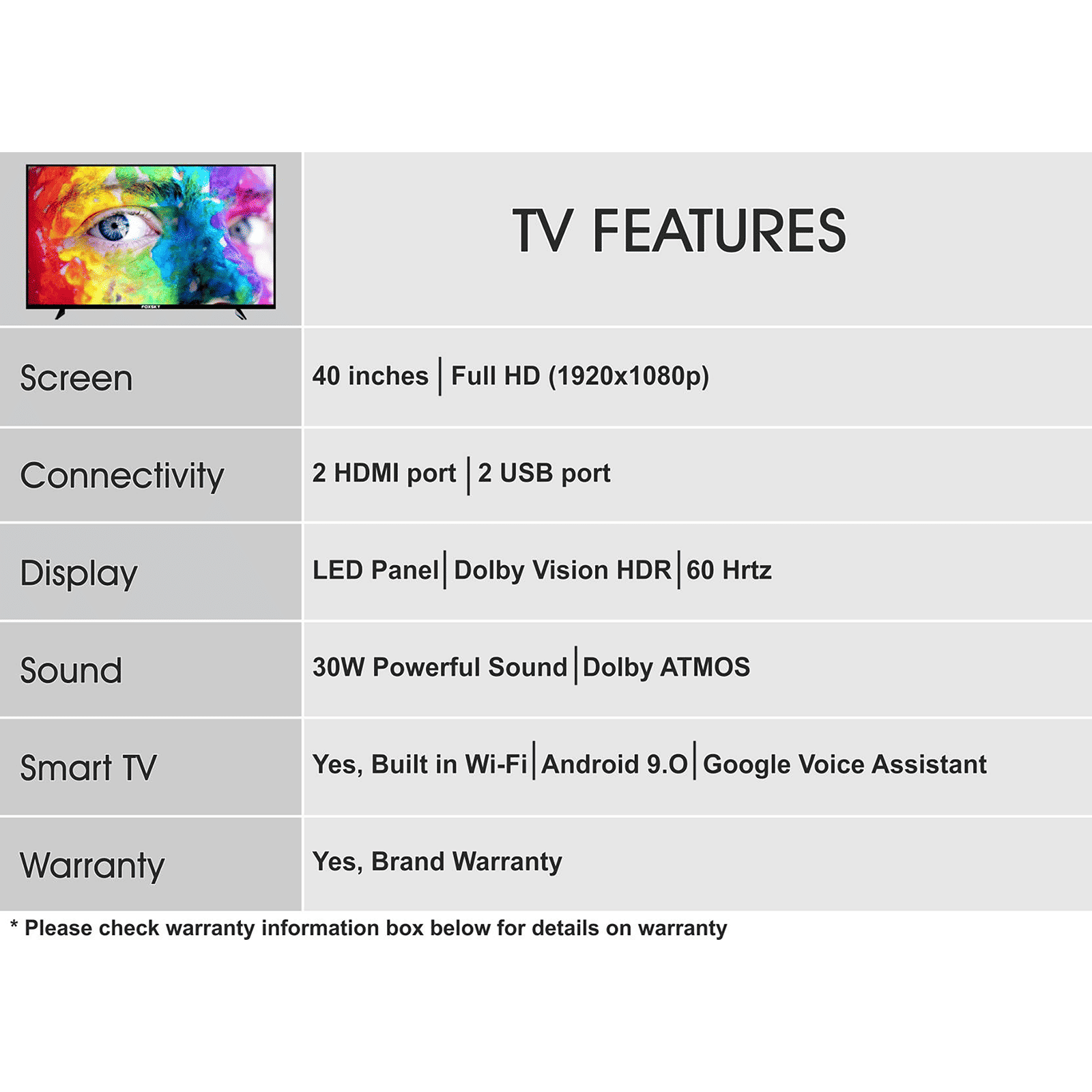 FOXSKY 101 cm (40 inch) Full HD LED Smart Android TV with Google Voice Assistant (2021 model) FOXSKY 101 cm (40 inch) Full HD LED Smart Android TV with Google Voice Assistant (2021 model)_12