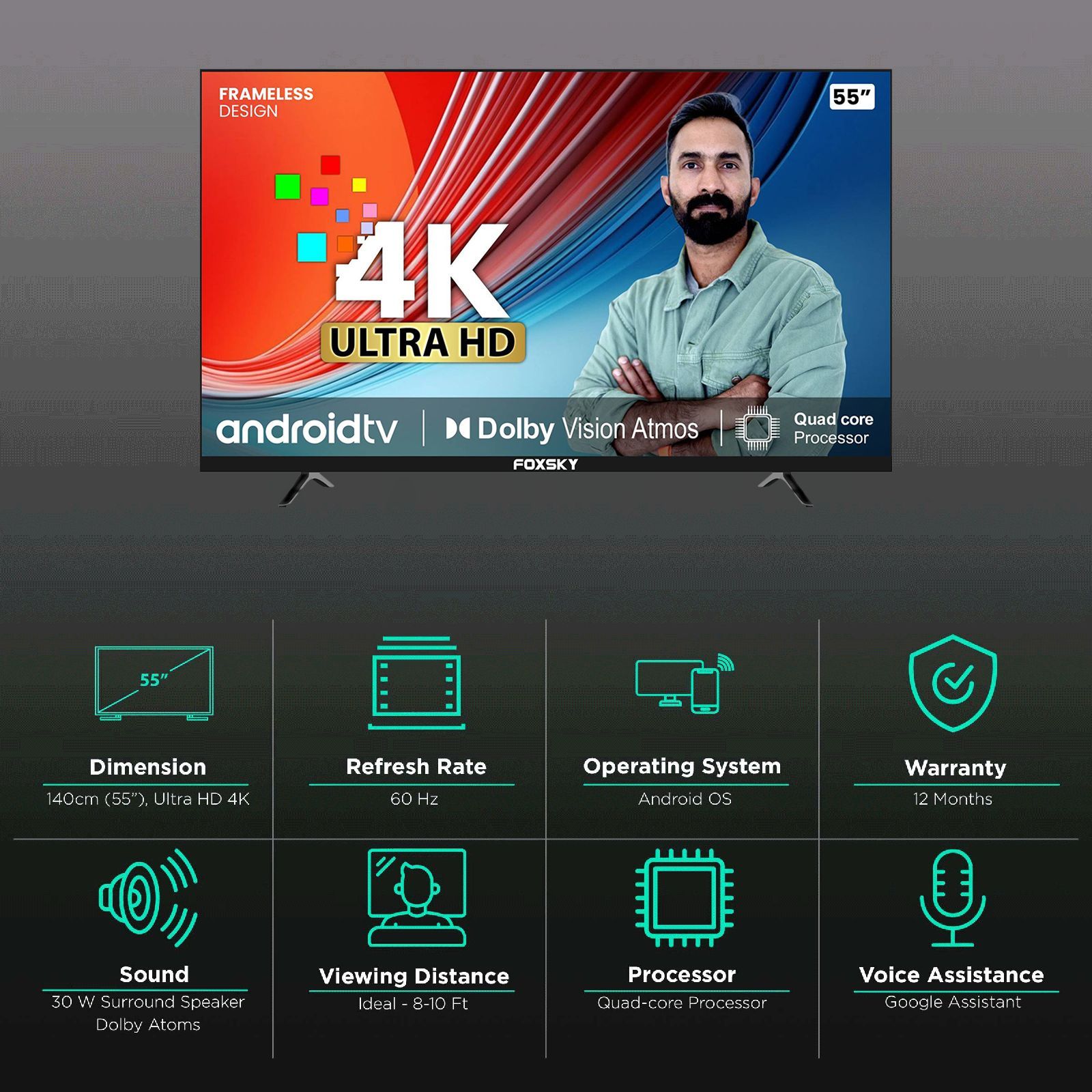 Foxsky 140 cm (55 inch) 4K Ultra HD LED Smart Android TV with Google Assistant (2021 model)_3
