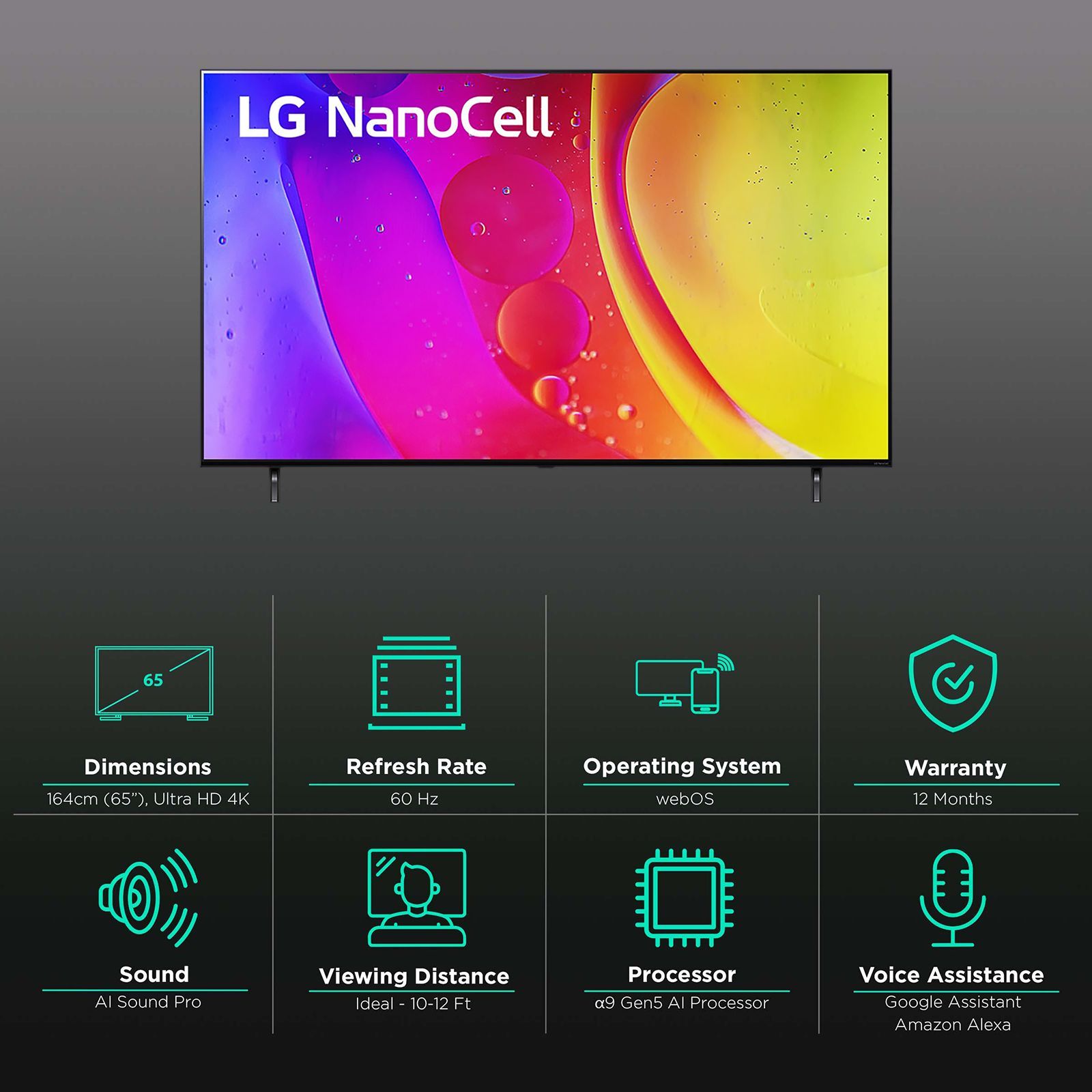 LG Nano80 164 cm (65 inch) 4K Ultra HD Nano Cell Smart WebOS TV with Voice Assistance (2022 model) LG Nano80 164 cm (65 inch) 4K Ultra HD Nano Cell Smart WebOS TV with Voice Assistance (2022 model)_3