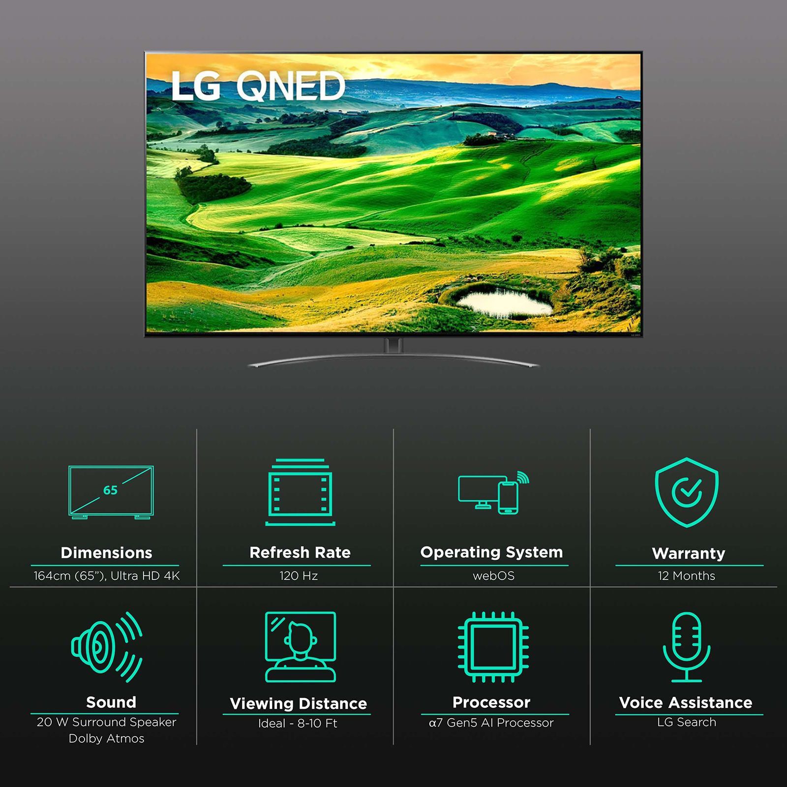 LG QNED81 164 cm (65 inch) 4K Ultra HD QNED Smart WebOS TV with Voice Assistance (2022 model)_3