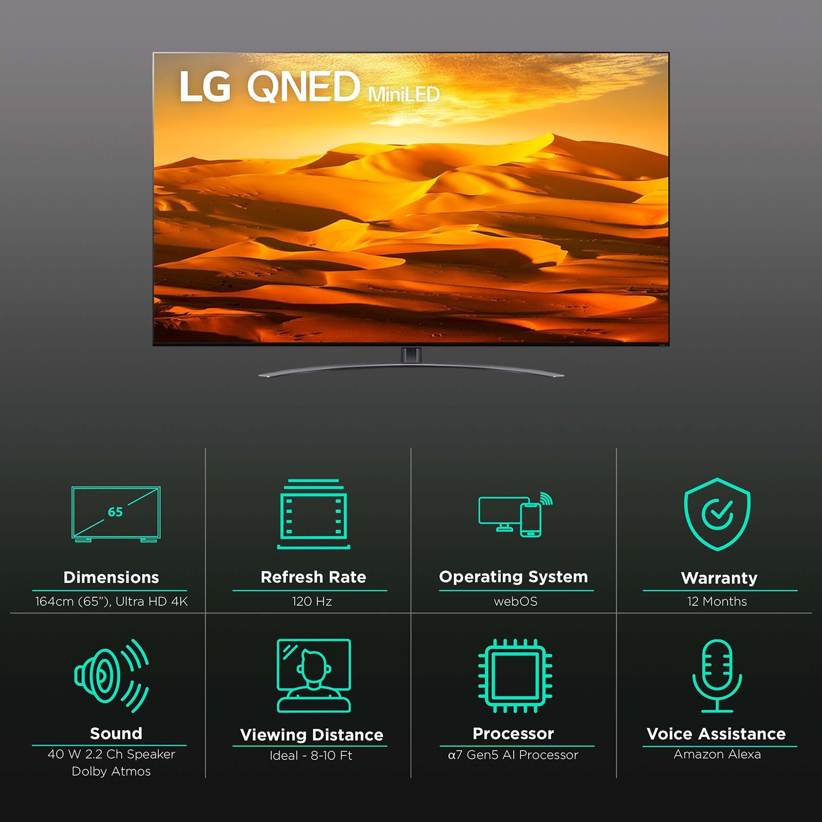 LG QNED91 164 cm (65 inch) 4K Ultra HD QNED WebOS TV with Alexa Compatibility_2