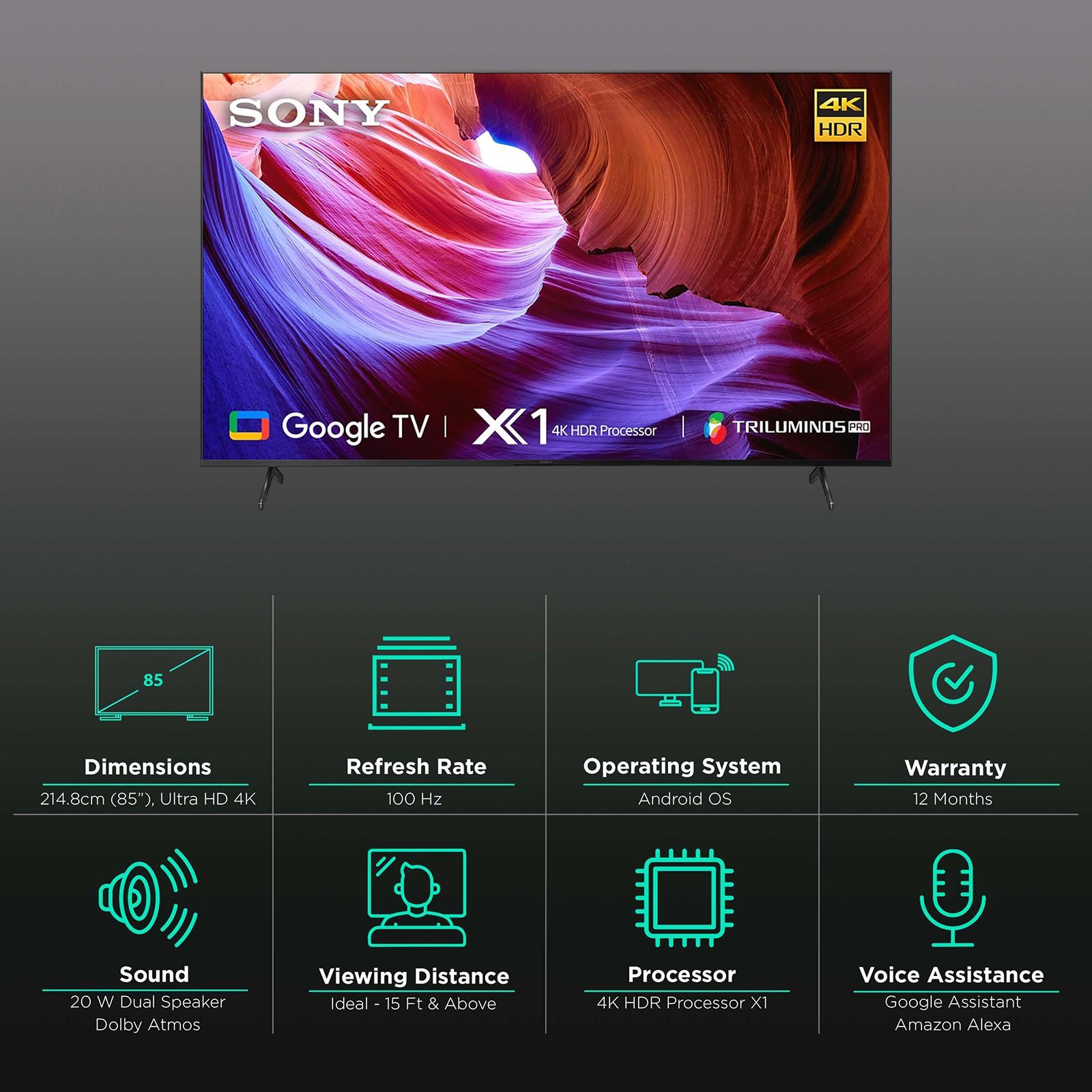 SONY X85K Series 214.8 cm (85 inch) 4K Ultra HD LED Google Android TV with Voice Assistance (2022 model)_3