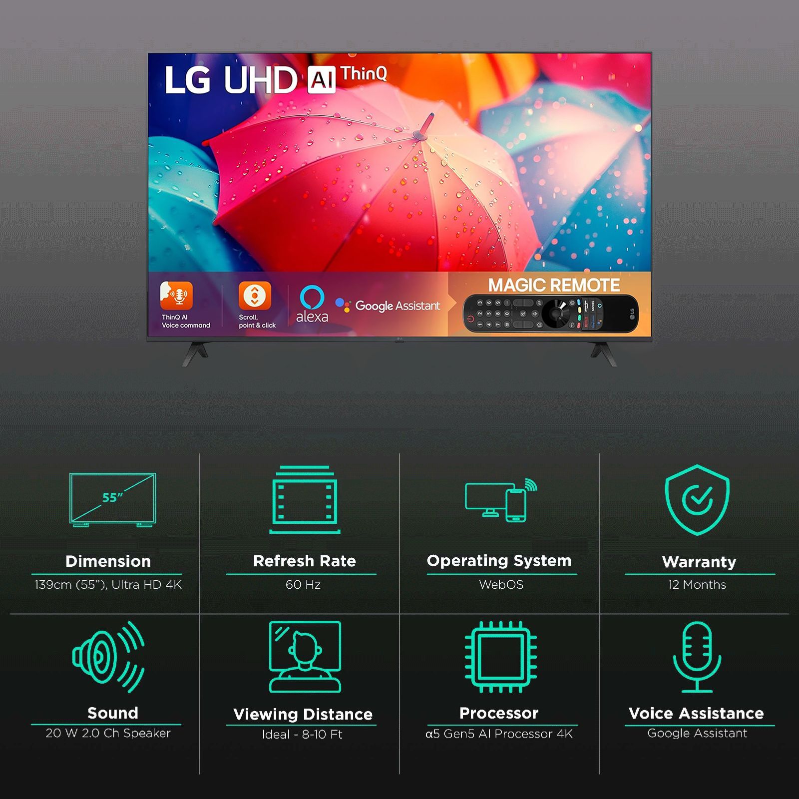 LG UQ80 139 cm (55 inch) 4K Ultra HD LED Smart WebOS TV with Voice Assistance (2022 model)_3