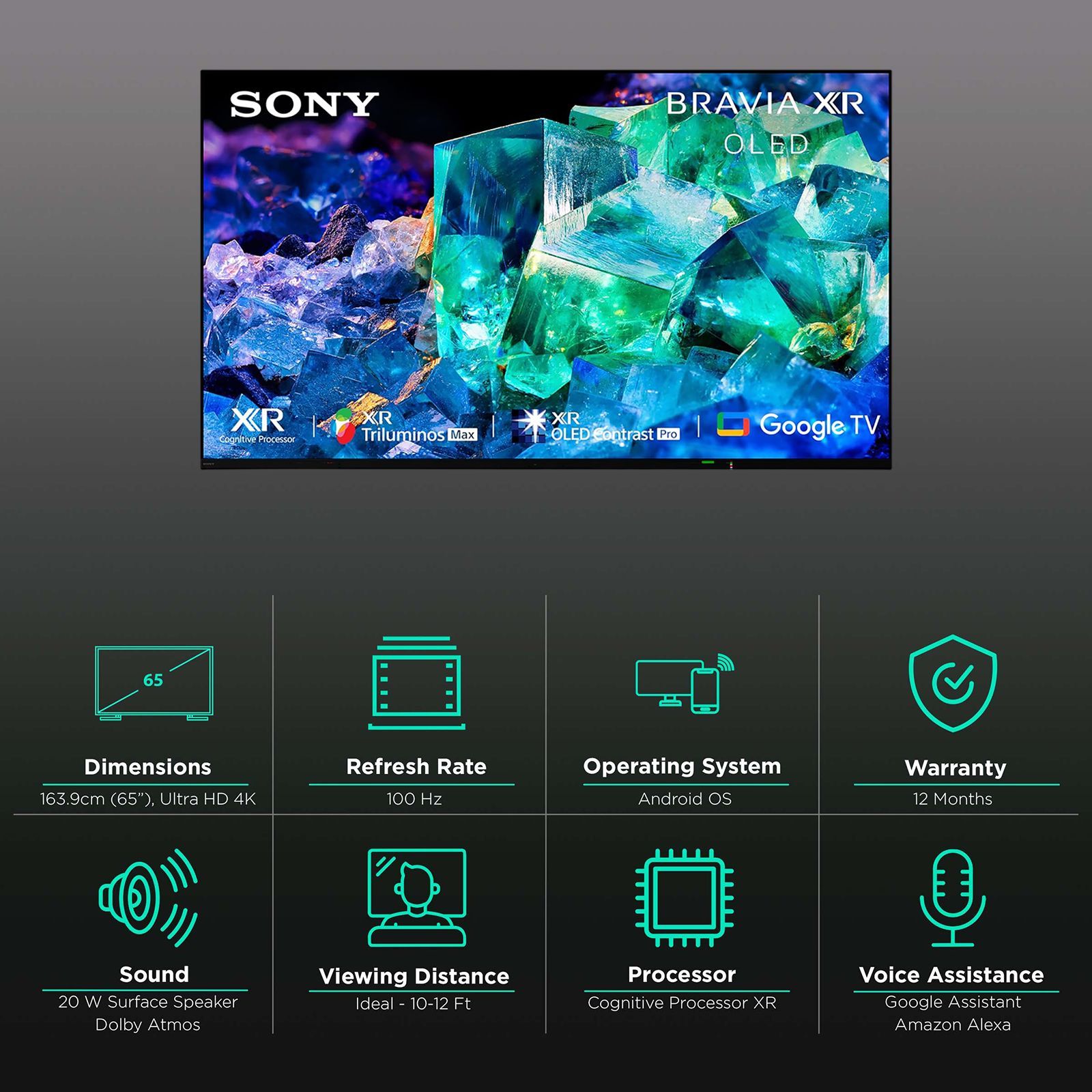 Sony A95K 163.9 cm (65 inch) 4K Ultra HD OLED Smart Android TV with Voice Assistance (2022 model)_2