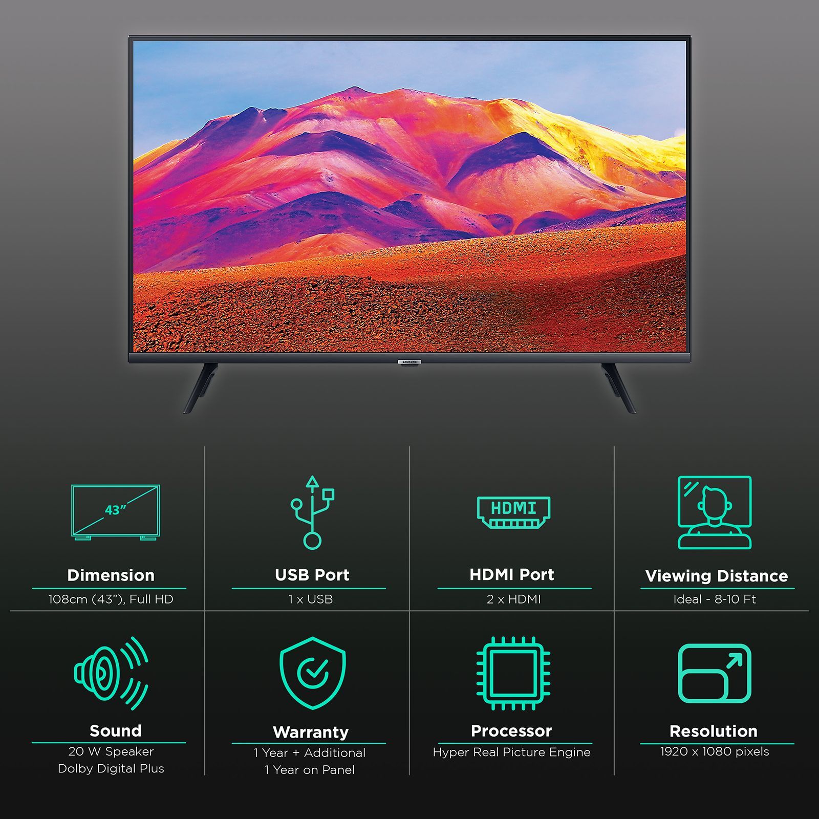 SAMSUNG Series 5 108 cm (43 inch) Full HD LED Tizen TV with Hyper Real Picture Processor (2022 model)_3