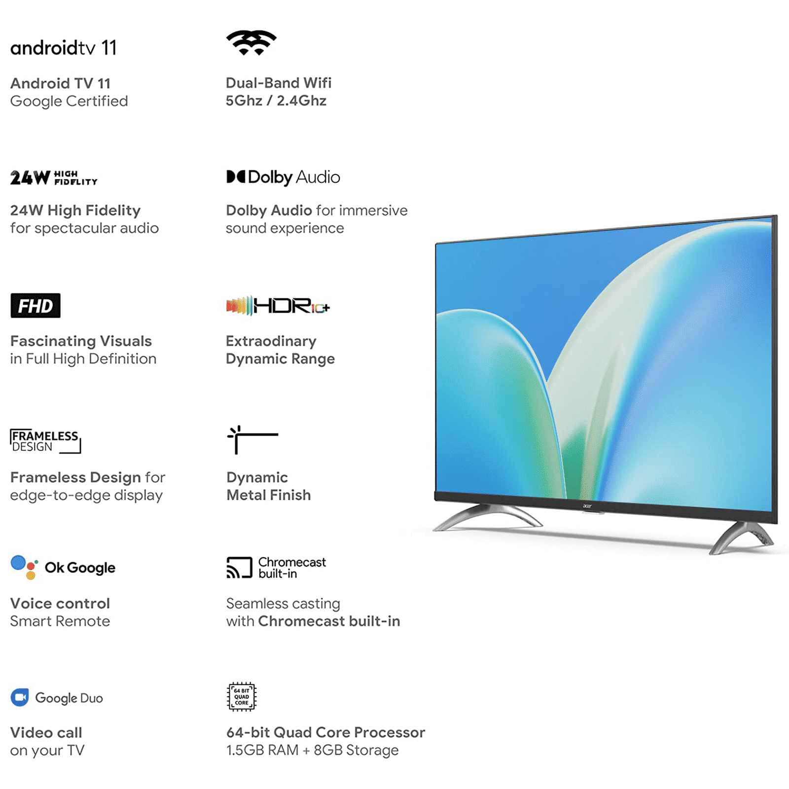 acer P Series 100 cm (40 inch) Full HD LED Android TV with Dolby Audio acer P Series 100 cm (40 inch) Full HD LED Android TV with Dolby Audio_8
