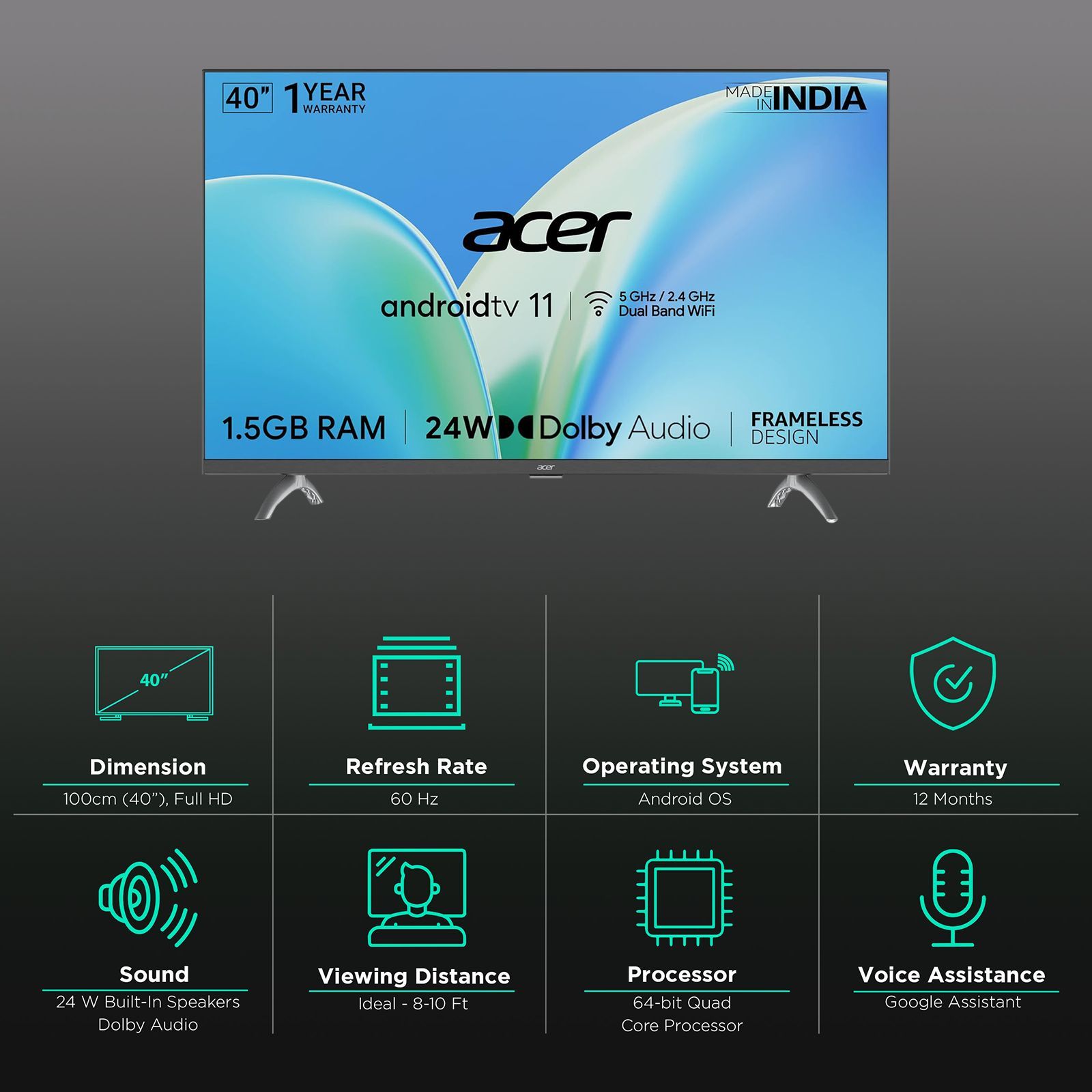 acer P Series 100 cm (40 inch) Full HD LED Android TV with Dolby Audio acer P Series 100 cm (40 inch) Full HD LED Android TV with Dolby Audio_3