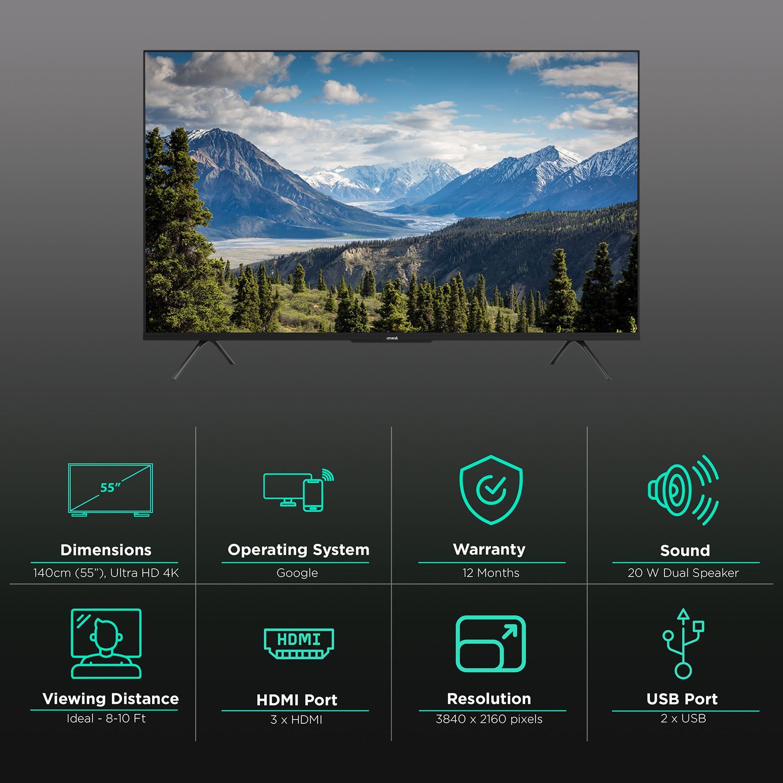 Croma 140 cm (55 inch) QLED 4K Ultra HD Google TV with A Plus Grade Panel_3