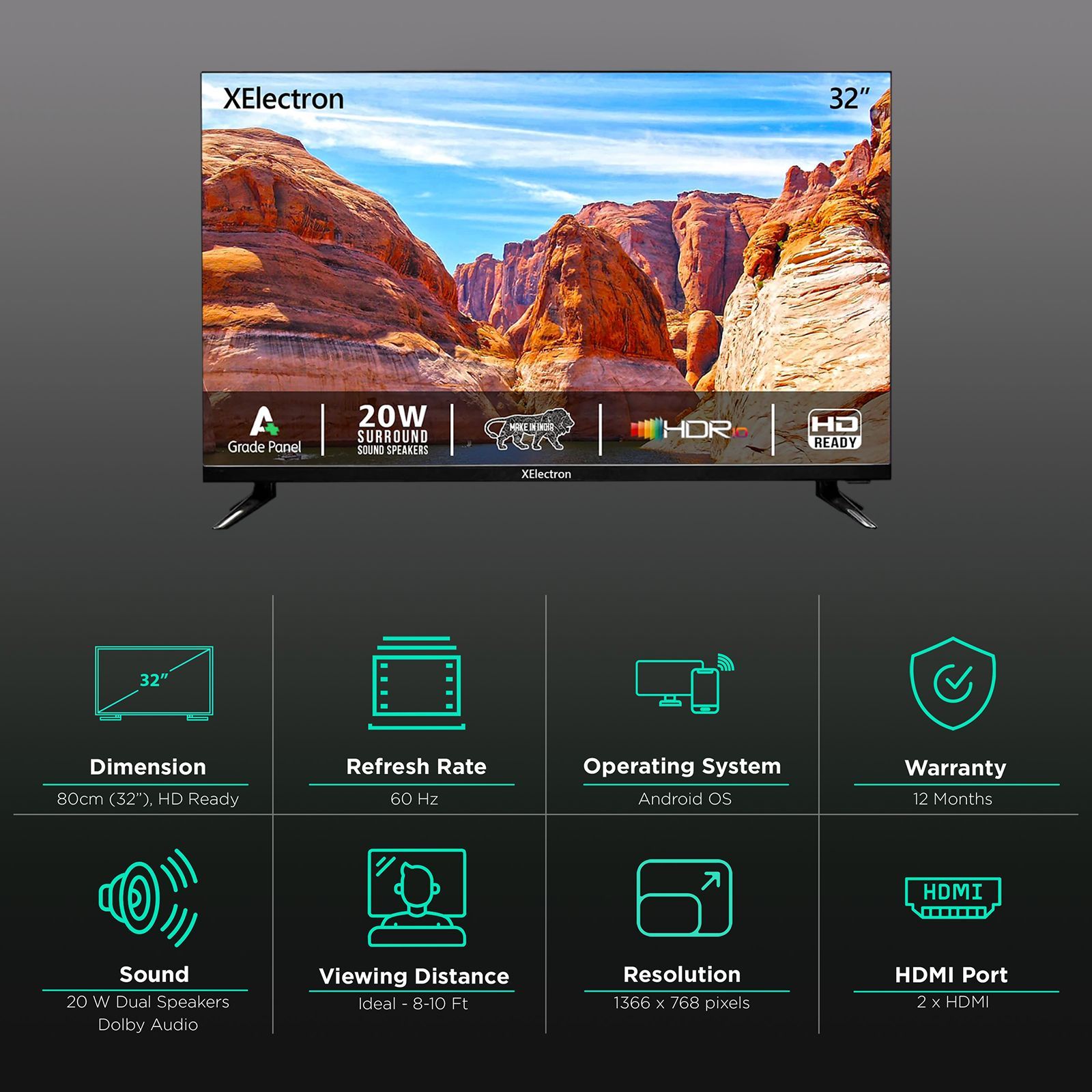 XElectron Series X 80 cm (32 inch) HD Ready LED Android TV with Dolby Audio (2022 model)_3