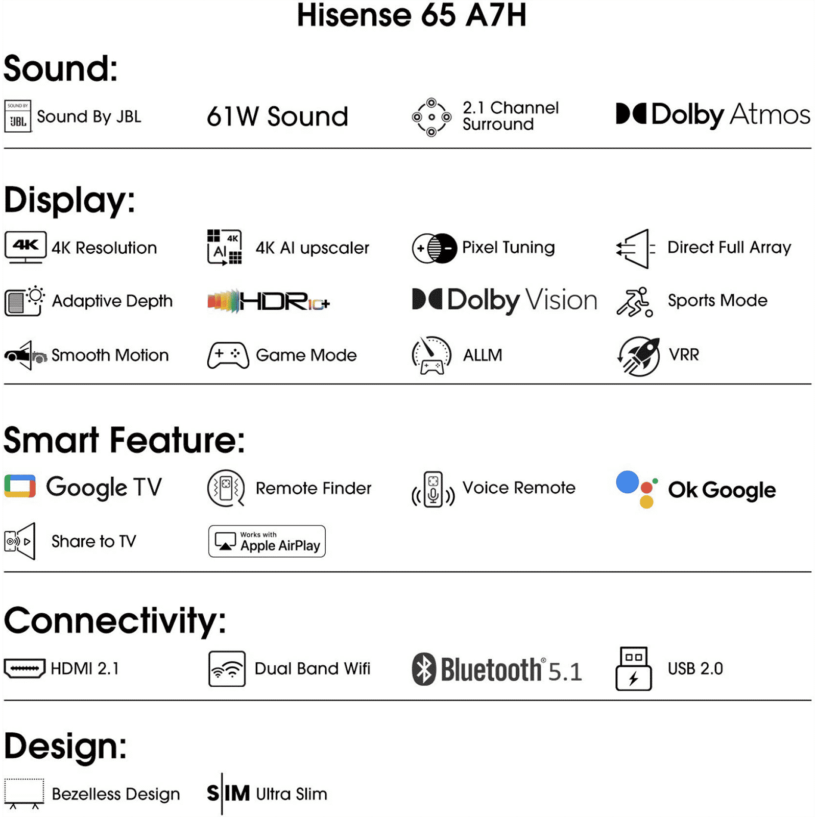 Hisense 65A7H 165 cm (65 inch) 4K Ultra HD LED Google TV with Dolby Vision & Dolby Atmos (2022 model) Hisense 65A7H 165 cm (65 inch) 4K Ultra HD LED Google TV with Dolby Vision & Dolby Atmos (2022 model)_11