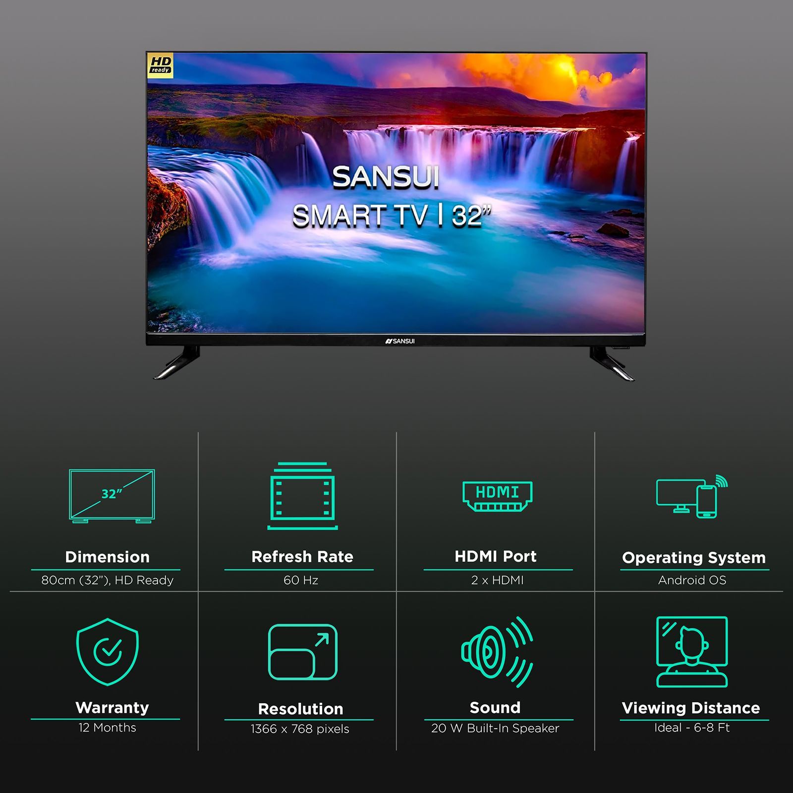 SANSUI 80 cm (32 inch) HD Ready Smart Android TV with 20W Speaker (2021 model) SANSUI 80 cm (32 inch) HD Ready Smart Android TV with 20W Speaker (2021 model)_3