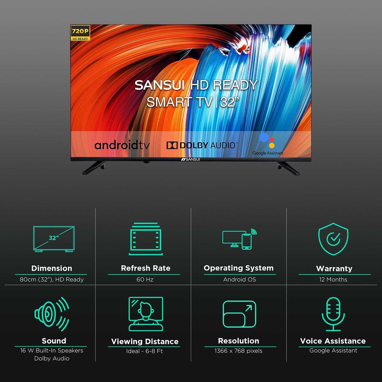 SANSUI 80 cm (32 inch) HD Ready Smart Android TV with Dolby Audio (2021 model) SANSUI 80 cm (32 inch) HD Ready Smart Android TV with Dolby Audio (2021 model)_3