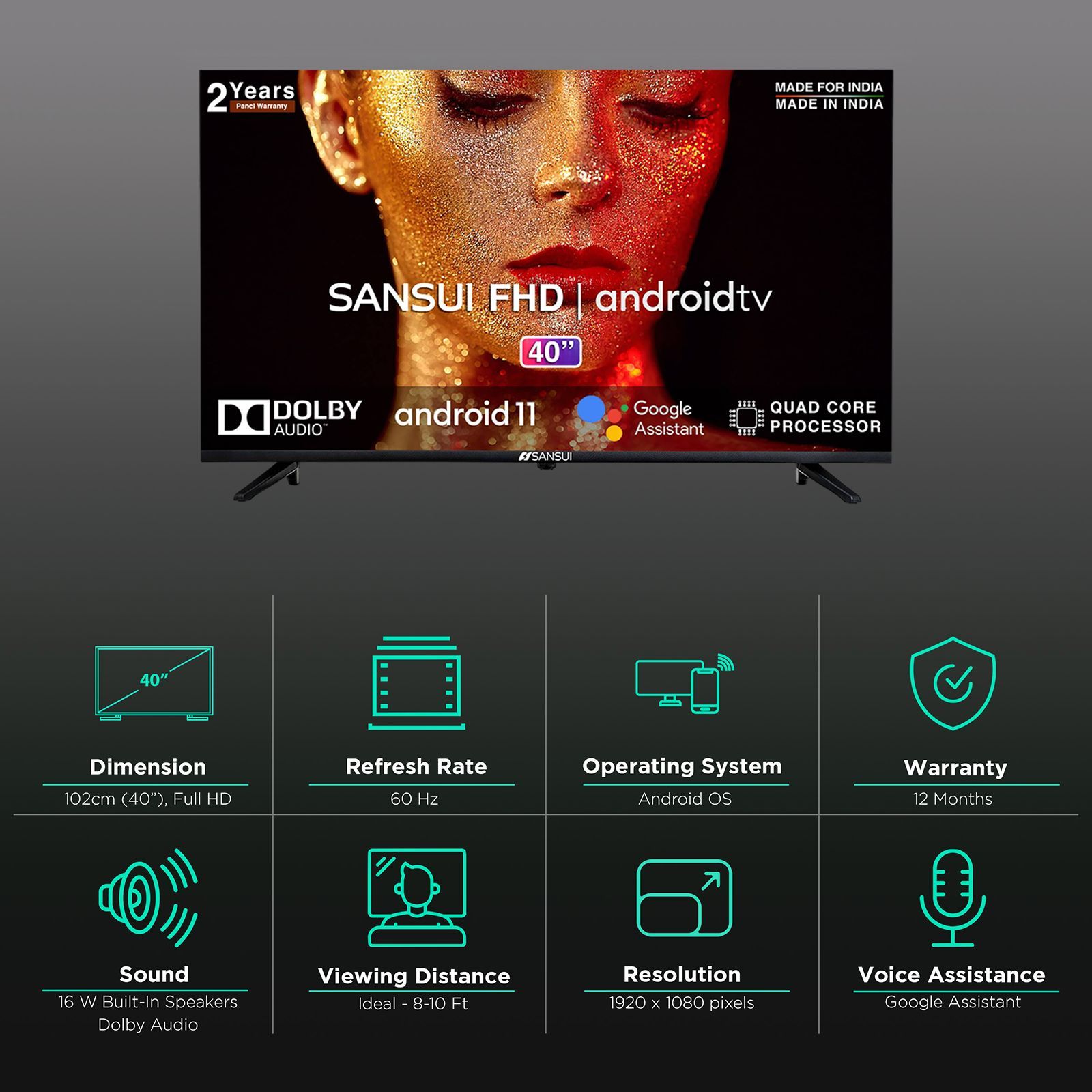 SANSUI 102 cm (40 inch) Full HD Smart Android TV with Dolby Audio (2021 model) SANSUI 102 cm (40 inch) Full HD Smart Android TV with Dolby Audio (2021 model)_3