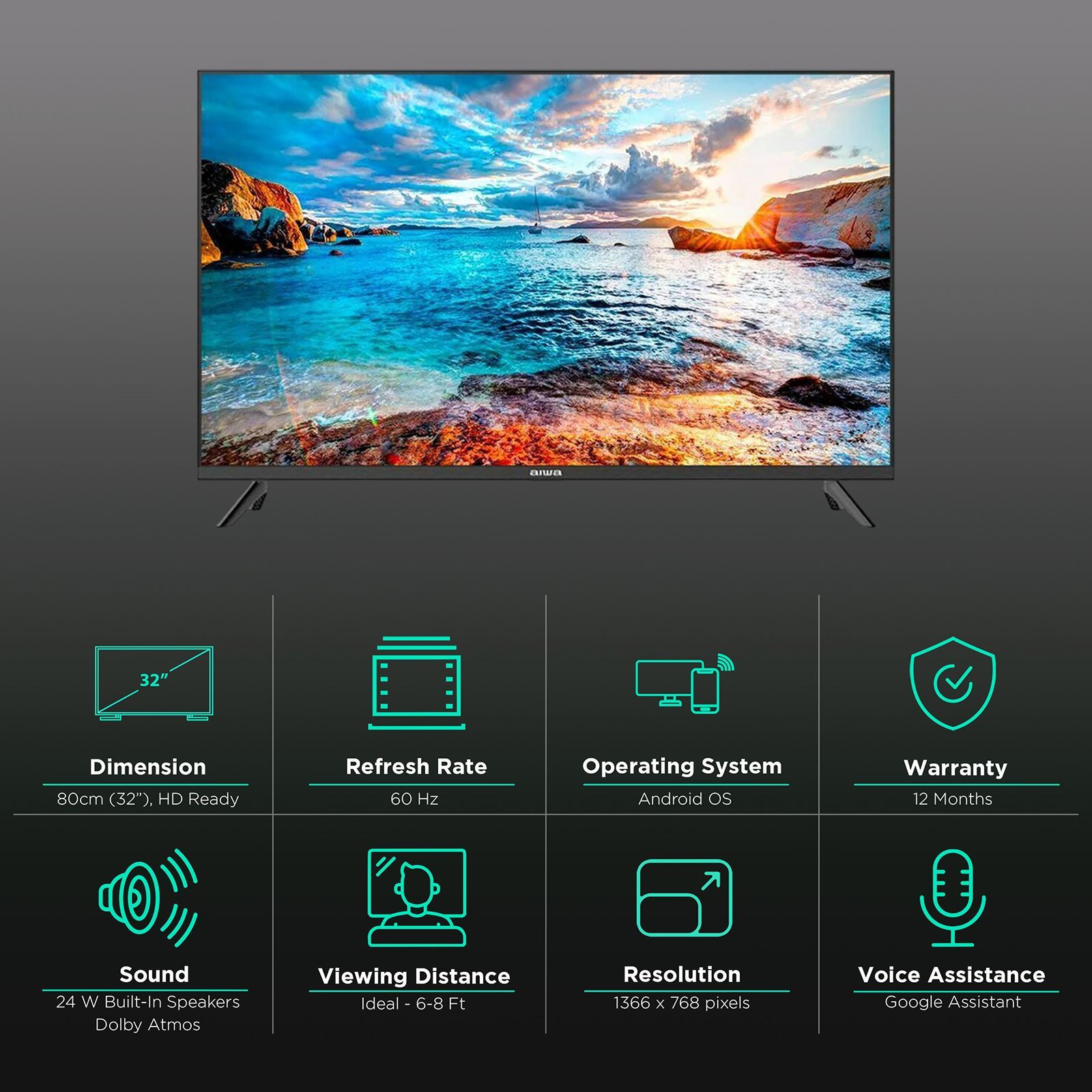 aiwa Magnifiq 81 cm (32 inch) HD Ready LED Smart Android TV with Google Voice Search (2022 model)_3