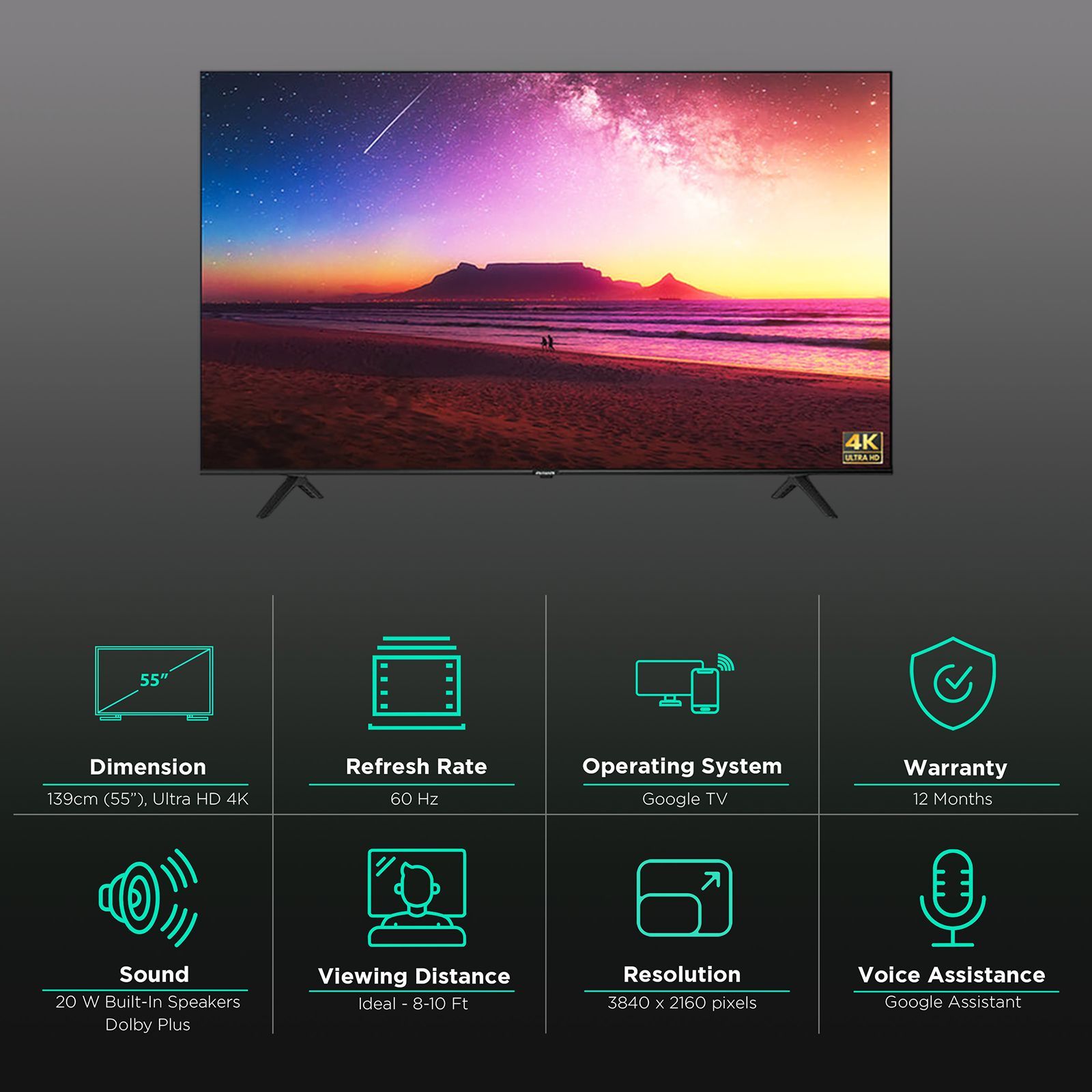 aiwa 124 cm (55 inch) 4K Ultra HD LED Smart Google TV with Crystal Vision Technology_2