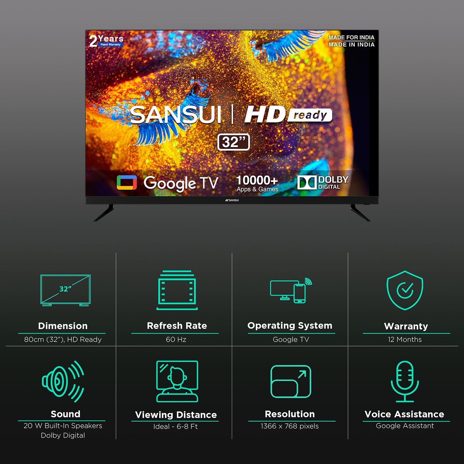 SANSUI 80 cm (32 inch) HD Ready LED Smart Google TV with Dolby Audio (2023 model) SANSUI 80 cm (32 inch) HD Ready LED Smart Google TV with Dolby Audio (2023 model)_3