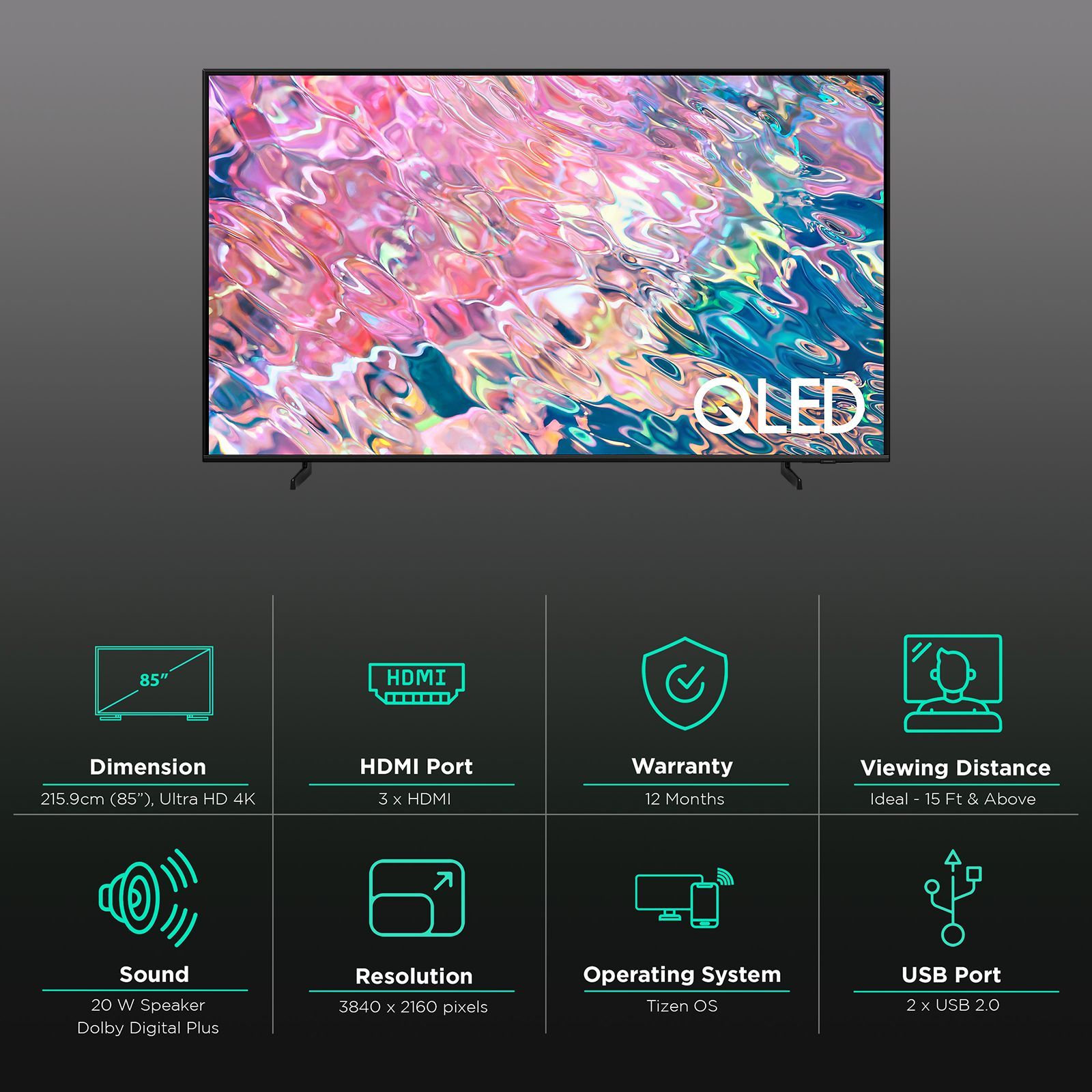 SAMSUNG Series 6 215.9 cm (85 inch) QLED 4K Smart Tizen TV with Alexa Compatibility SAMSUNG Series 6 215.9 cm (85 inch) QLED 4K Smart Tizen TV with Alexa Compatibility_3