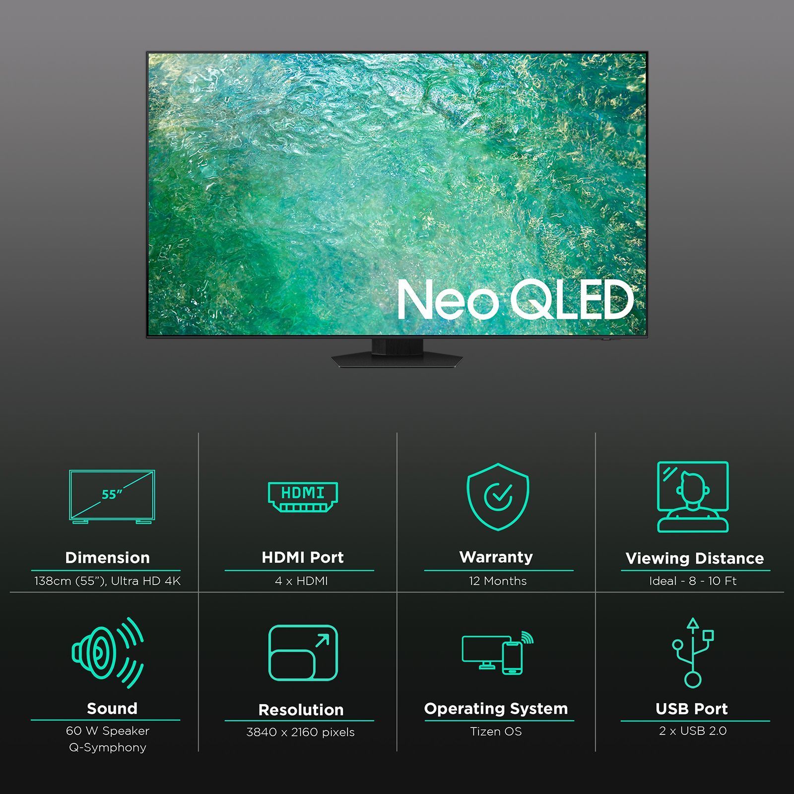 SAMSUNG 8 Series 138 cm (55 inch) 4K Ultra HD QLED Tizen TV with Bezel-less Display_3