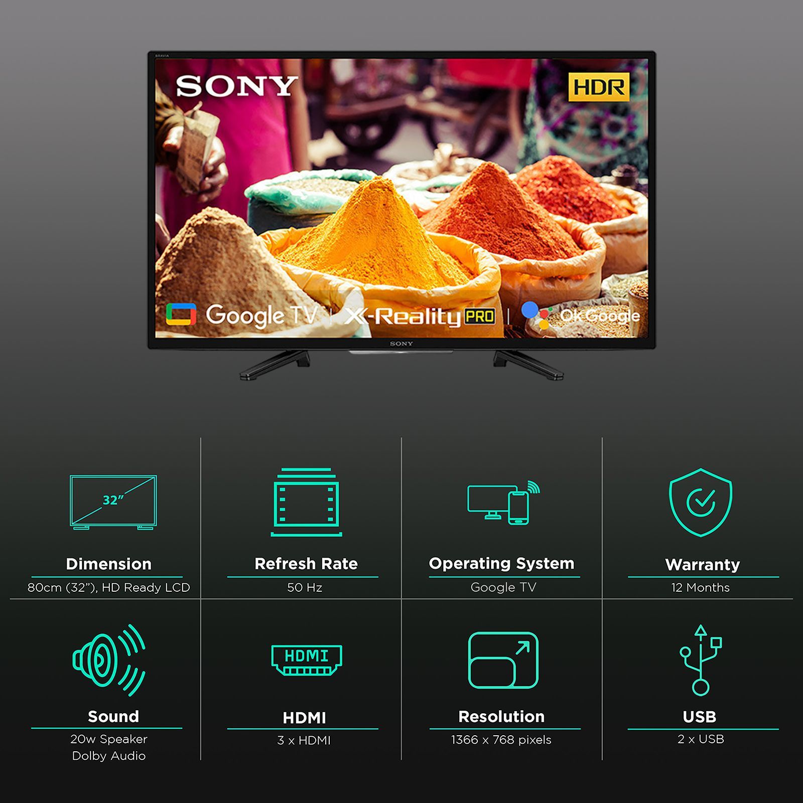 SONY Bravia 80 cm (32 inch) HD Ready LED Smart Google TV with Built in Alexa (2022 model)_2