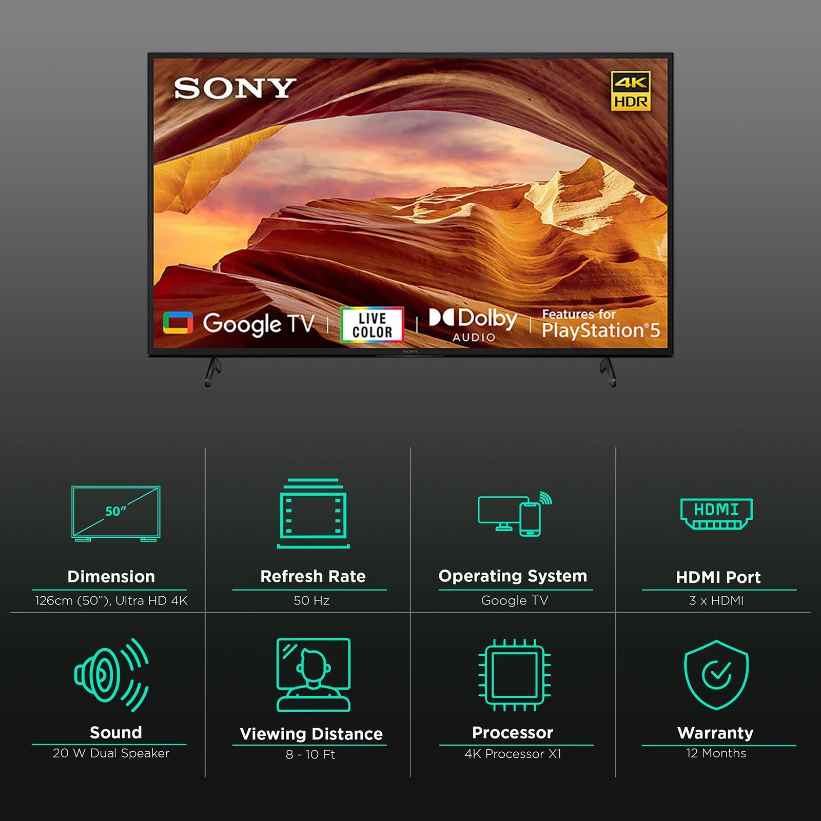 SONY X75L 126 cm (50 inch) 4K Ultra HD LED Google TV with X-Reality PRO (2023 model)_3