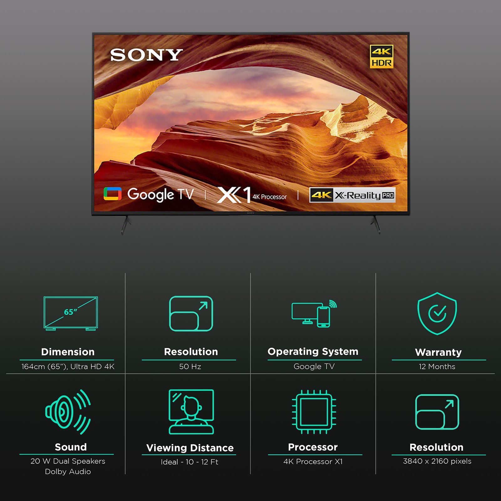 SONY X75L 164 cm (65 inch) 4K Ultra HD LED Google TV with X-Reality PRO (2023 model)_3