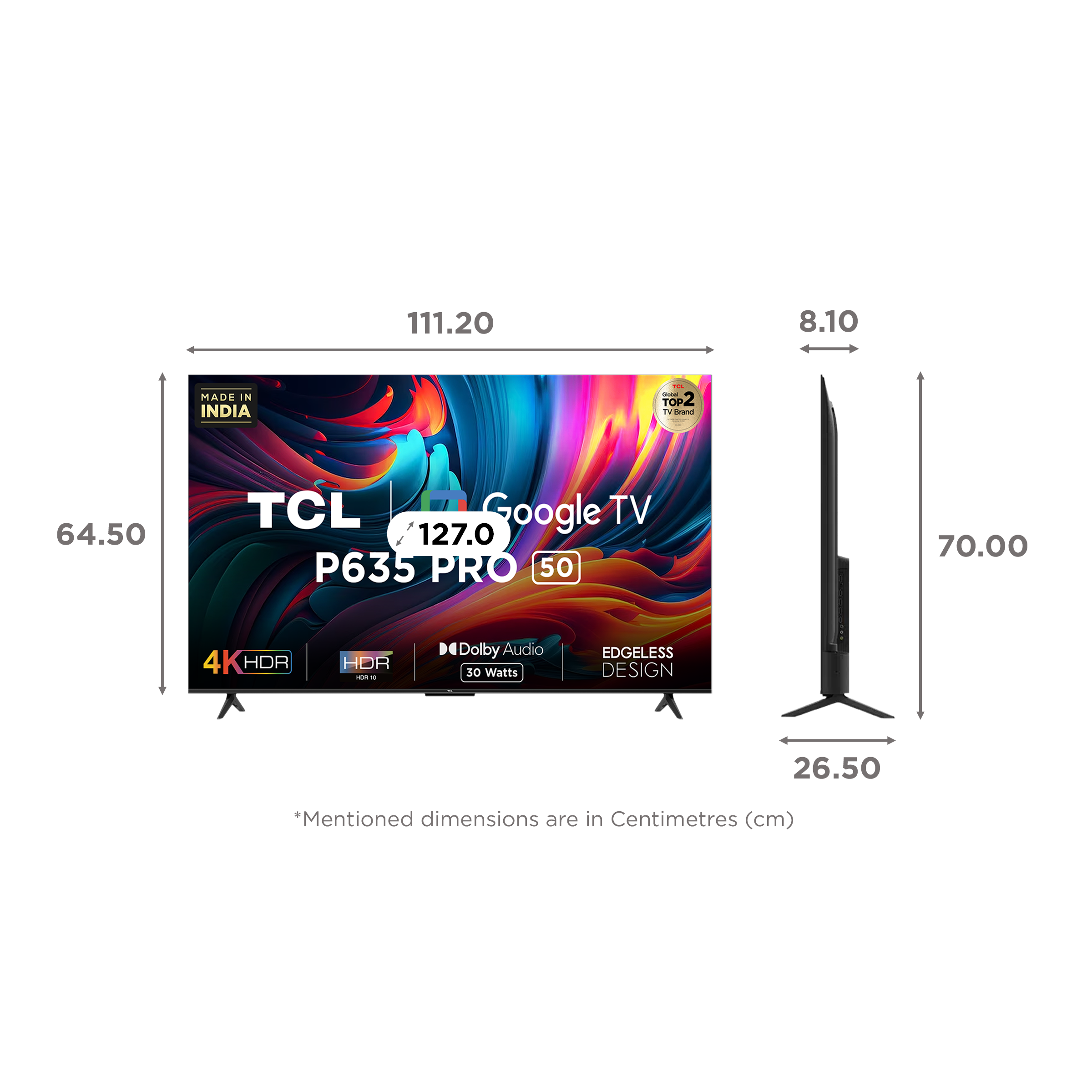 TCL 50P635 Pro 127 cm (50 inch) 4K Ultra HD LED Google TV with Bezel Less Display (2023 model)_2