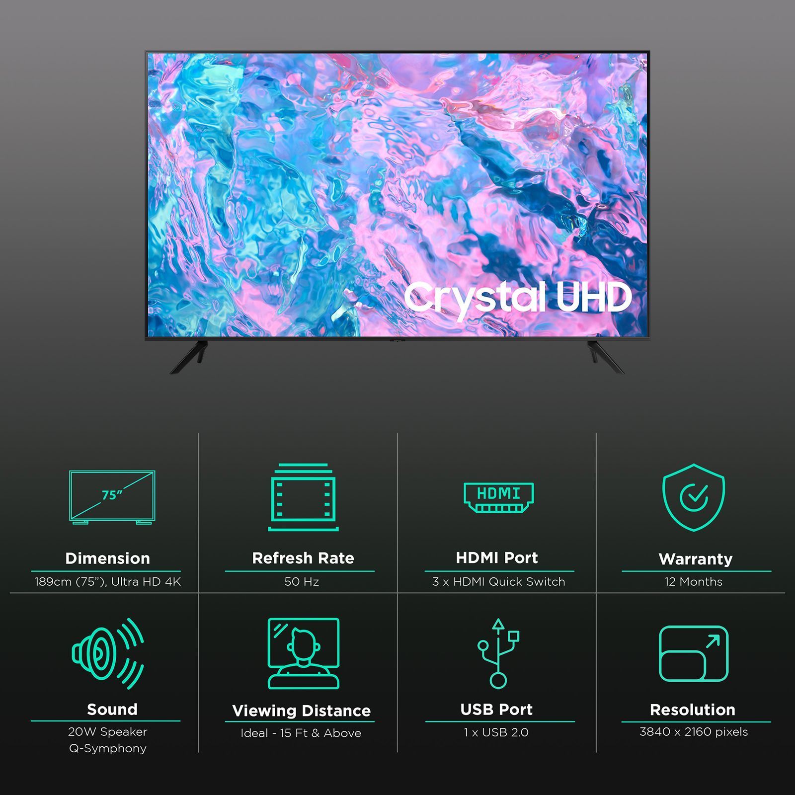 SAMSUNG Series 7 189 cm (75 inch) 4K Ultra HD LED Tizen TV with Crystal Processor (2023 model) SAMSUNG Series 7 189 cm (75 inch) 4K Ultra HD LED Tizen TV with Crystal Processor (2023 model)_3