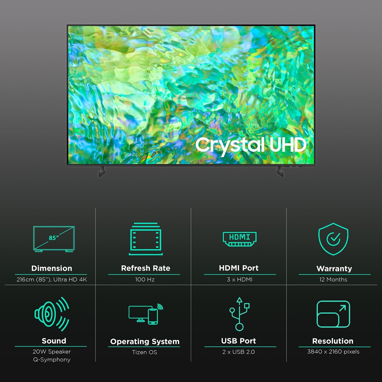 SAMSUNG Series 8 216 cm (85 inch) 4K Ultra HD LED Tizen TV with Crystal Processor (2023 model)_3