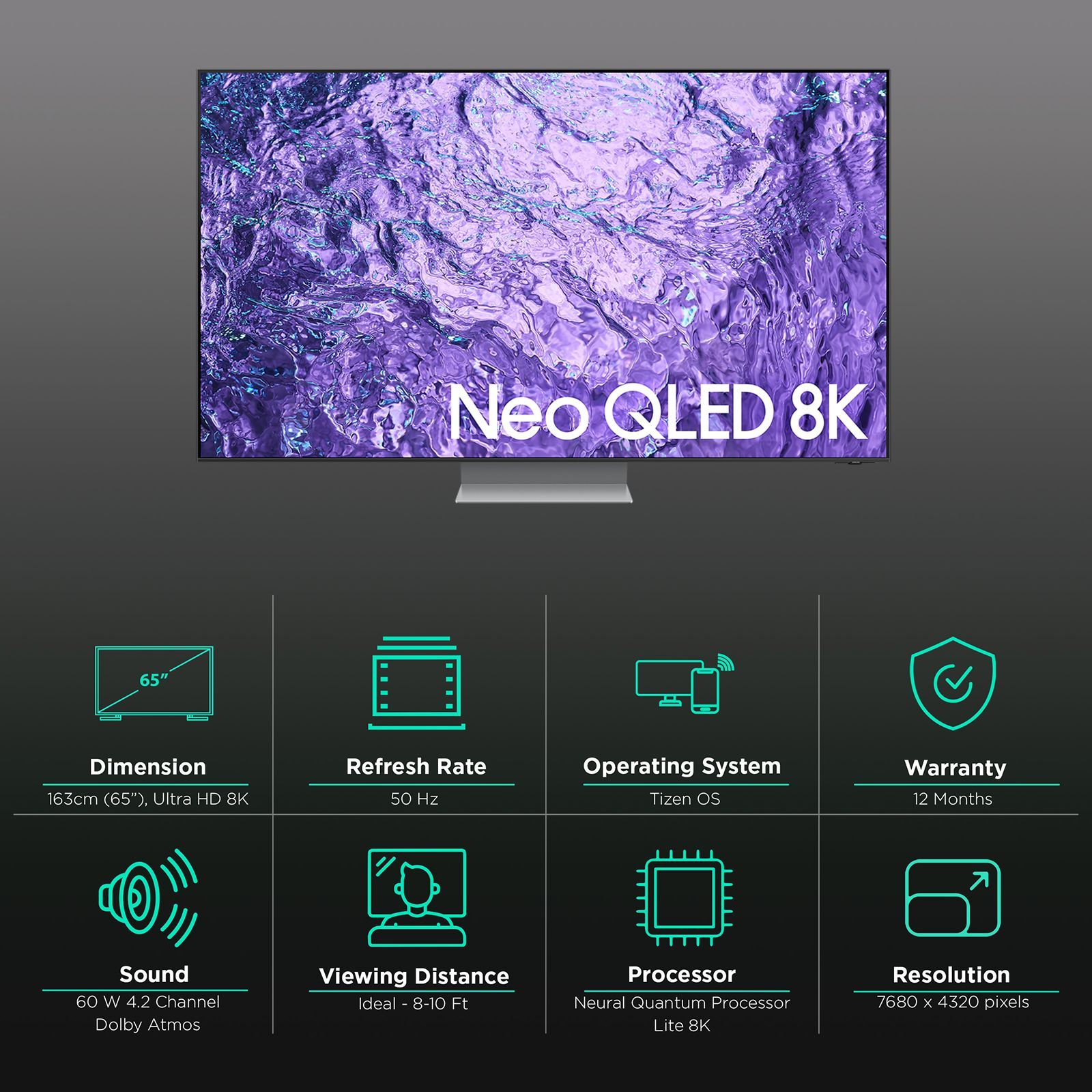 SAMSUNG 163 cm (65 inch) QLED 8K Ultra HD Tizen TV with Neural Quantum Processor SAMSUNG 163 cm (65 inch) QLED 8K Ultra HD Tizen TV with Neural Quantum Processor_3