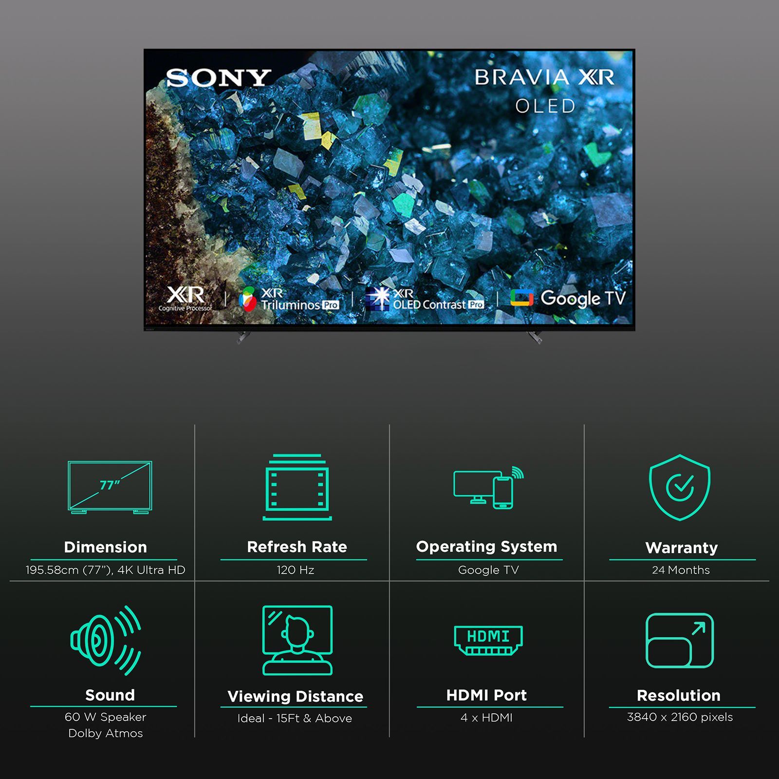 SONY Bravia 195.58 cm (77 inch) OLED 4K Ultra HD Google TV with Cognitive Processor XR (2023 model) SONY Bravia 195.58 cm (77 inch) OLED 4K Ultra HD Google TV with Cognitive Processor XR (2023 model)_3