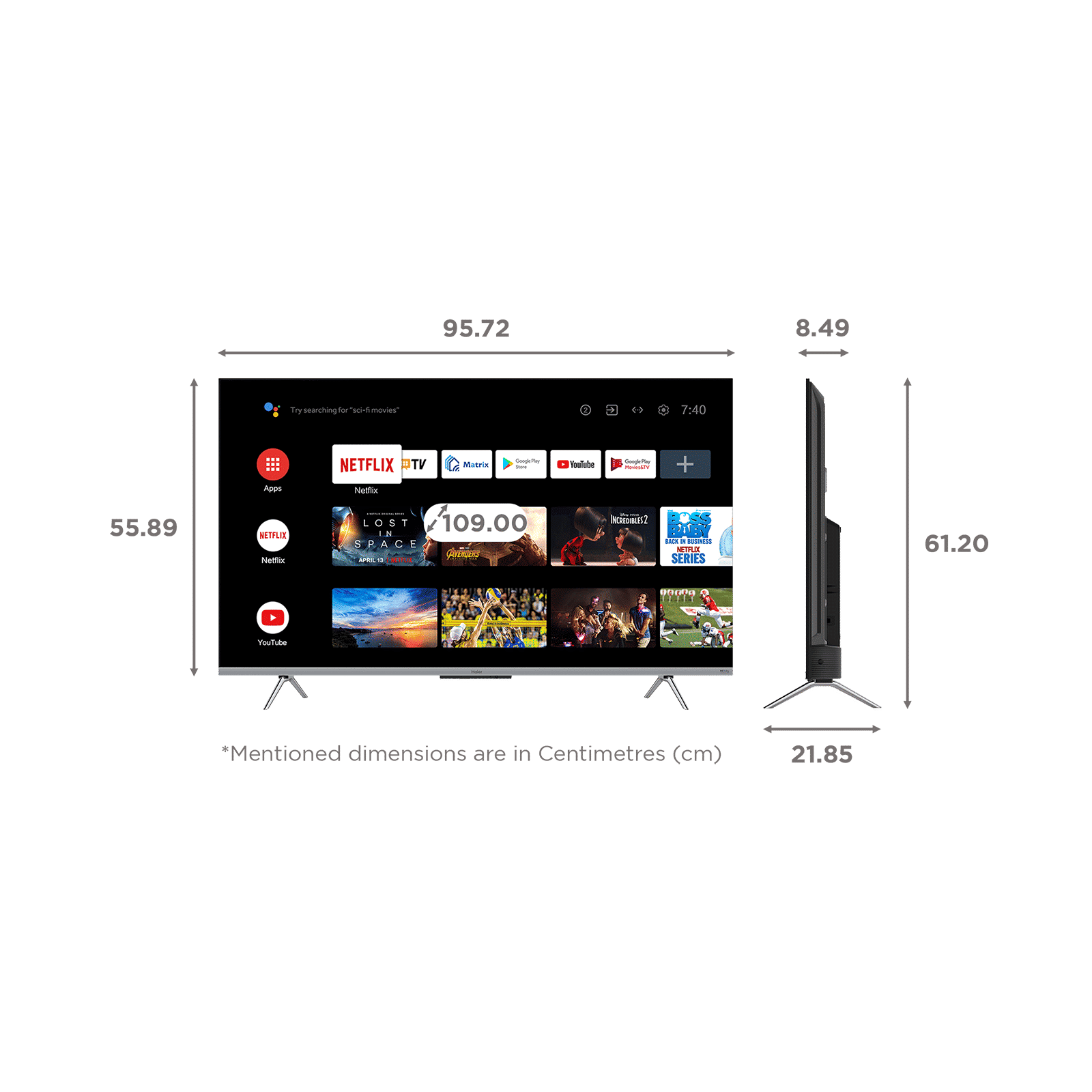 Haier GS Series 109 cm (43 inch) 4K Ultra HD LED Google TV with Dolby Atmos Haier GS Series 109 cm (43 inch) 4K Ultra HD LED Google TV with Dolby Atmos_2