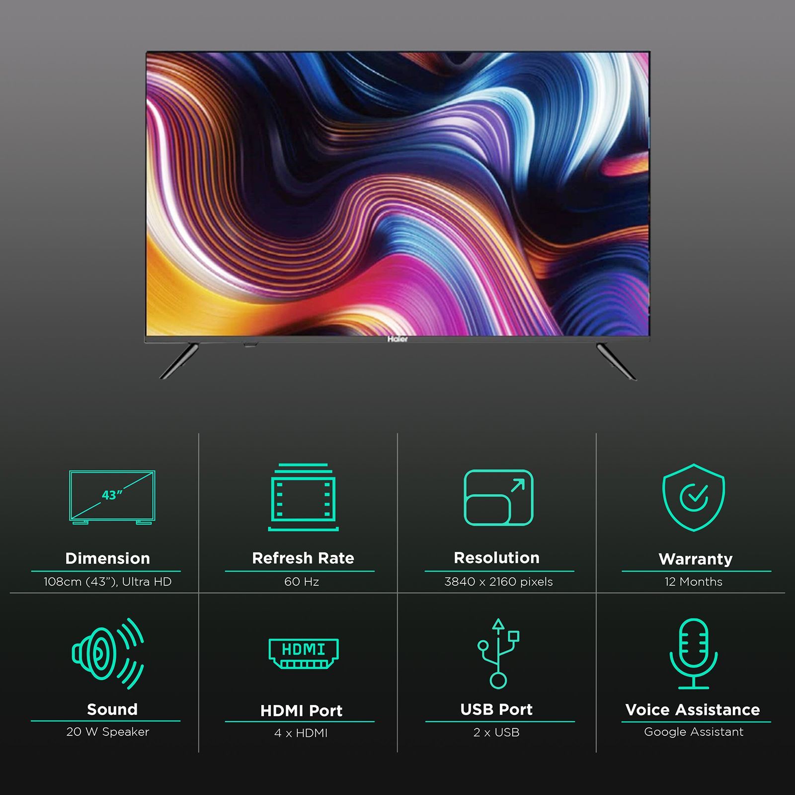 Haier A9000 109 cm (43 inch) Full HD LED Smart Android TV with Dolby Audio (2023 model) Haier A9000 109 cm (43 inch) Full HD LED Smart Android TV with Dolby Audio (2023 model)_3