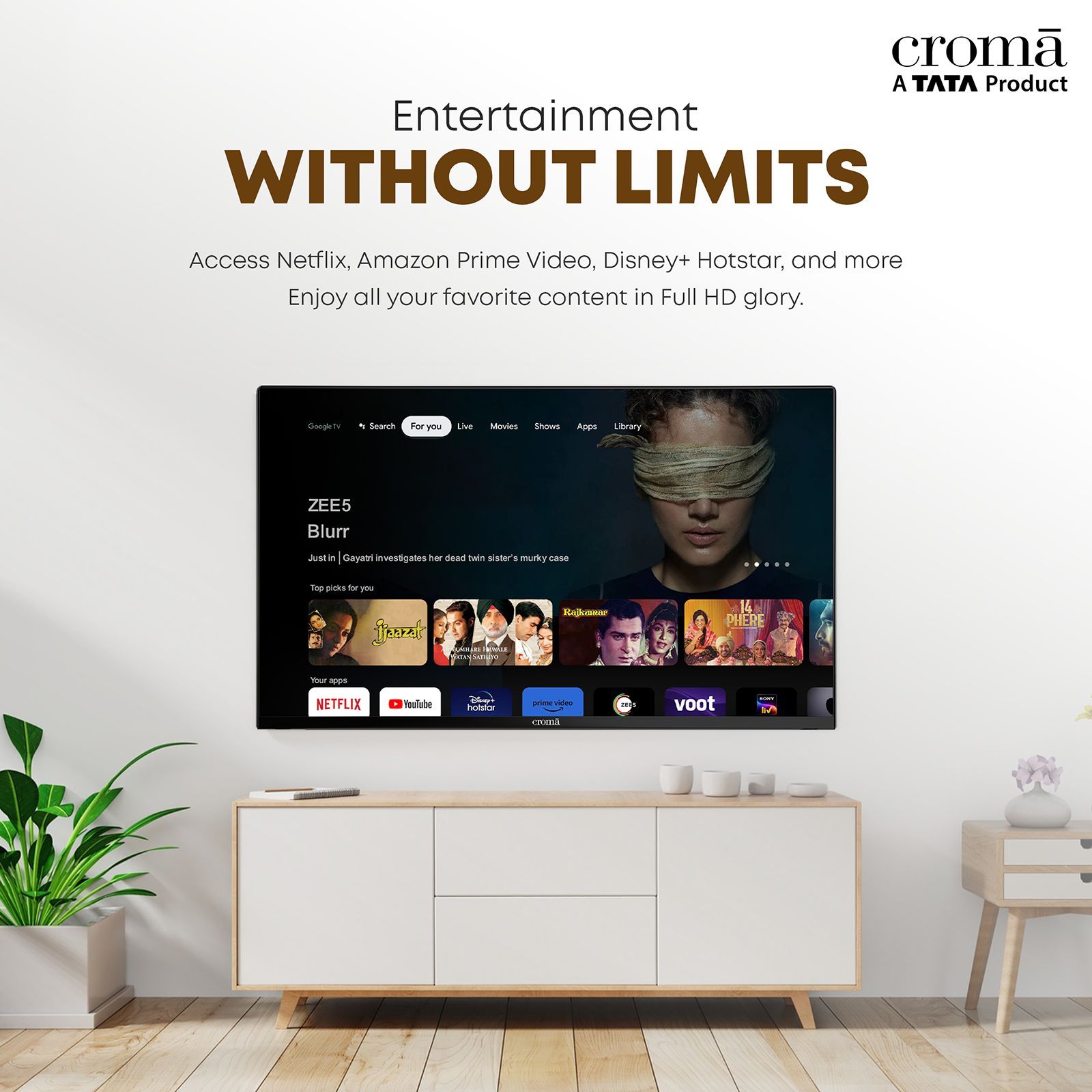 Croma 109 cm (43 inch) Full HD LED Smart Google TV with Bezel Less Display_12