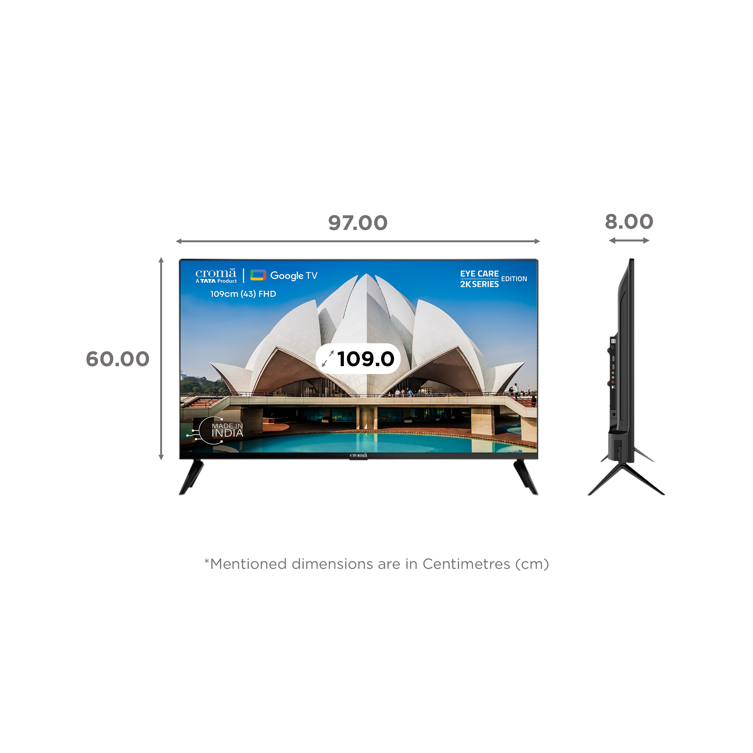 Croma 109 cm (43 inch) Full HD LED Smart Google TV with Bezel Less Display_2