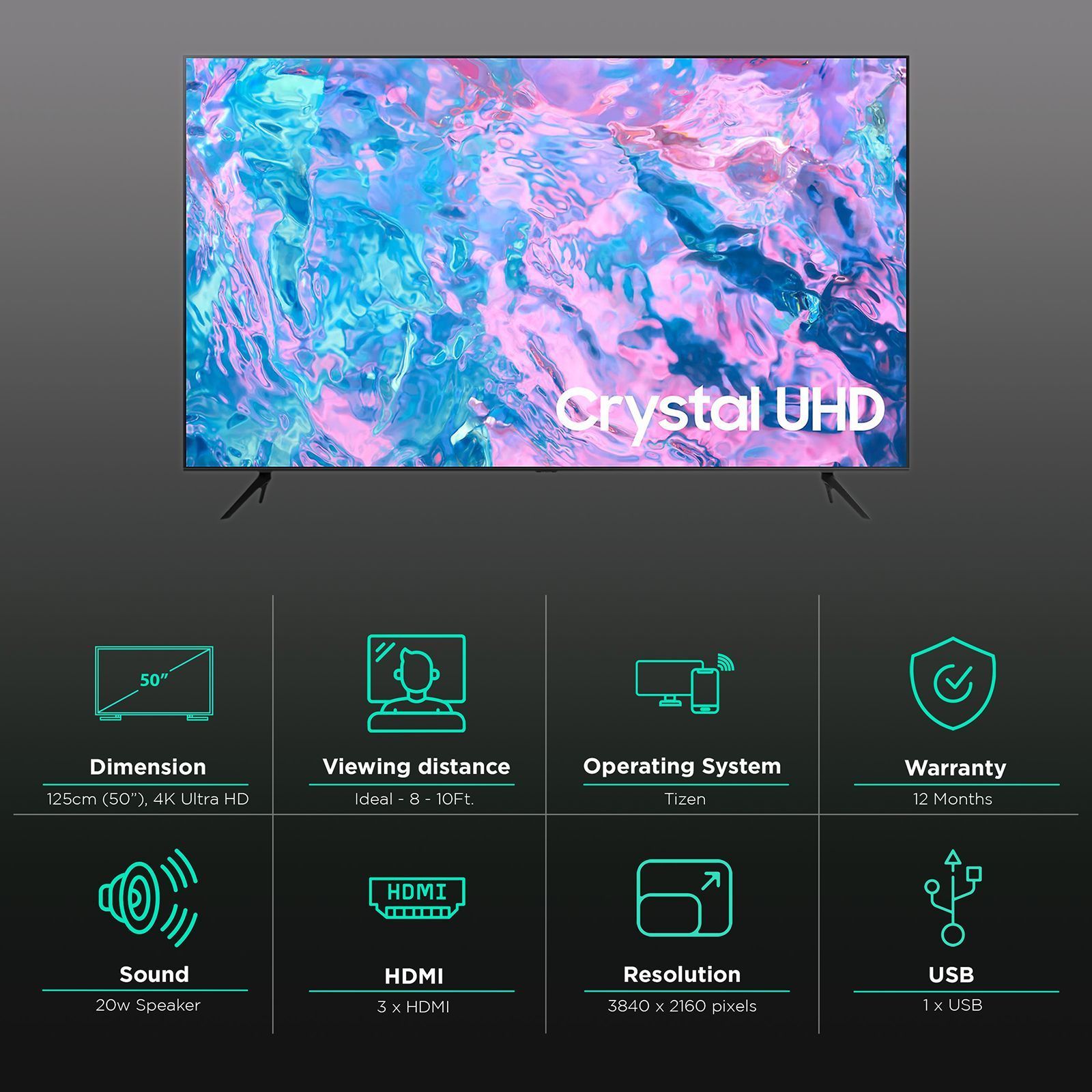 SAMSUNG CUE60 124 cm (50 inch) 4K Ultra HD LED Tizen TV with Crystal Processor 4K (2023 model) SAMSUNG CUE60 124 cm (50 inch) 4K Ultra HD LED Tizen TV with Crystal Processor 4K (2023 model)_2