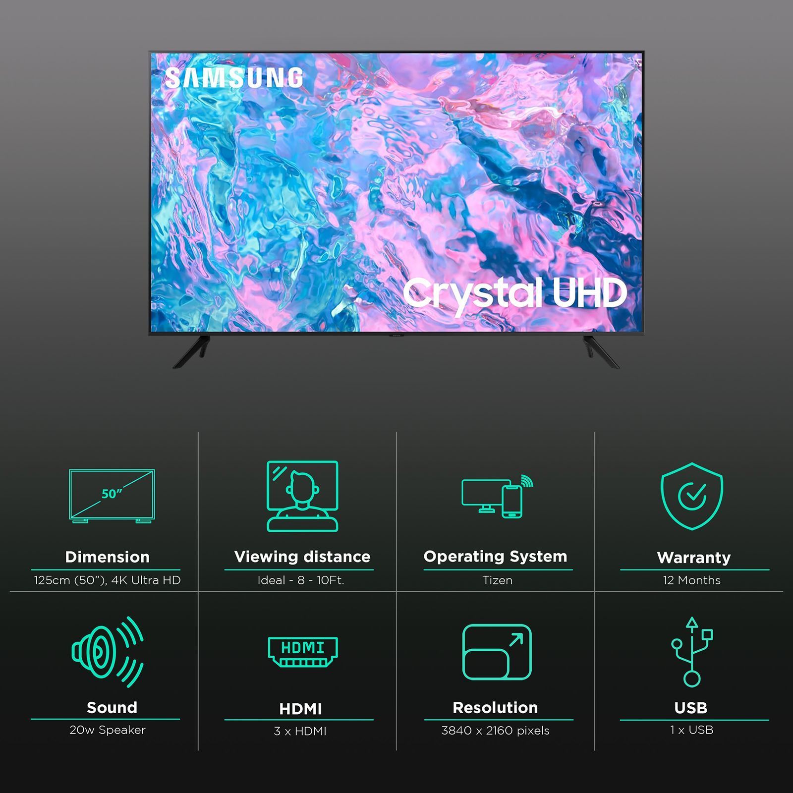 SAMSUNG CUE60 124 cm (50 inch) 4K Ultra HD LED Tizen TV with Crystal Processor 4K (2023 model) SAMSUNG CUE60 124 cm (50 inch) 4K Ultra HD LED Tizen TV with Crystal Processor 4K (2023 model)_3