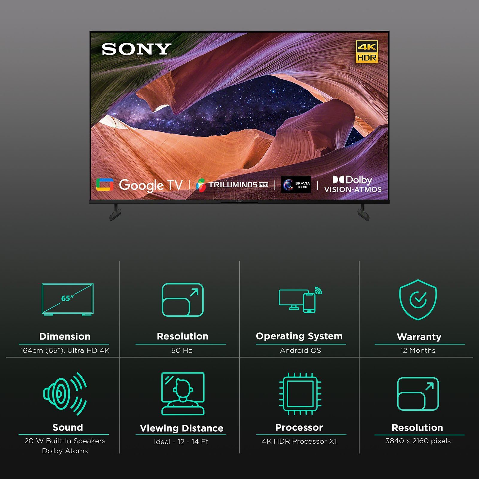SONY X82L 163.9 cm (65 inch) 4K Ultra HD LED Google TV with Live Colour Technology (2023 model)_3