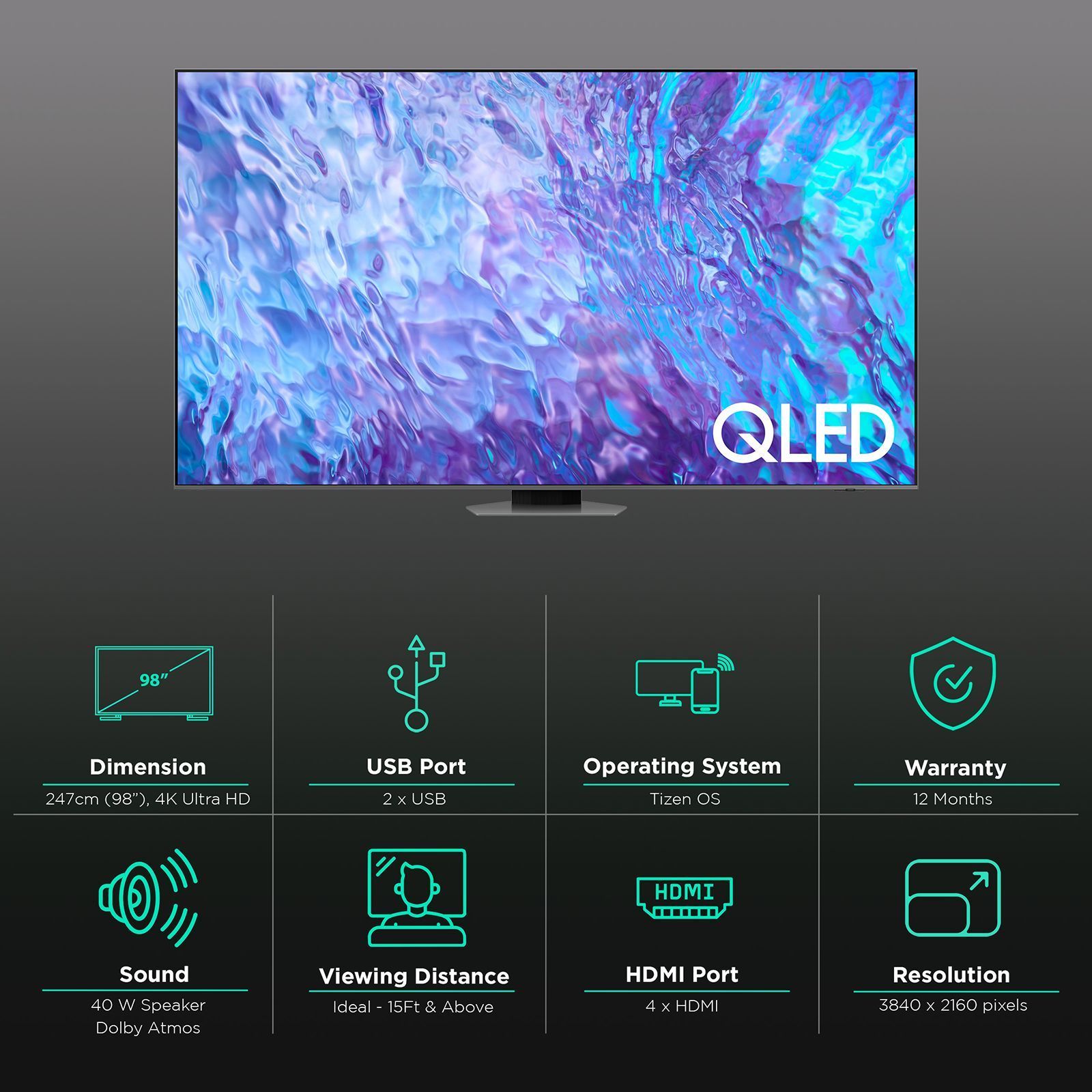 SAMSUNG 8 Series 247 cm (98 inch) QLED 4K Ultra HD Tizen TV with Dolby Atmos_3