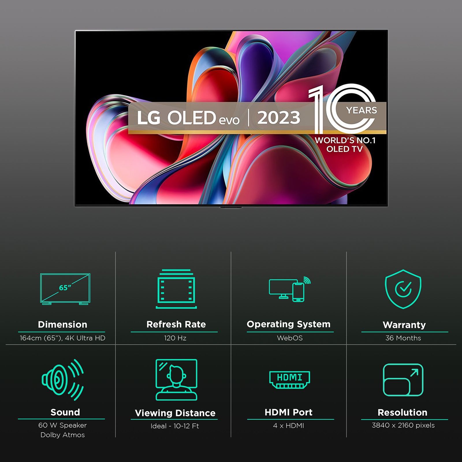 LG G3 165 cm (65 inch) OLED 4K Ultra HD WebOS TV with Dolby Vision and Dolby Atmos (2023 model)_3