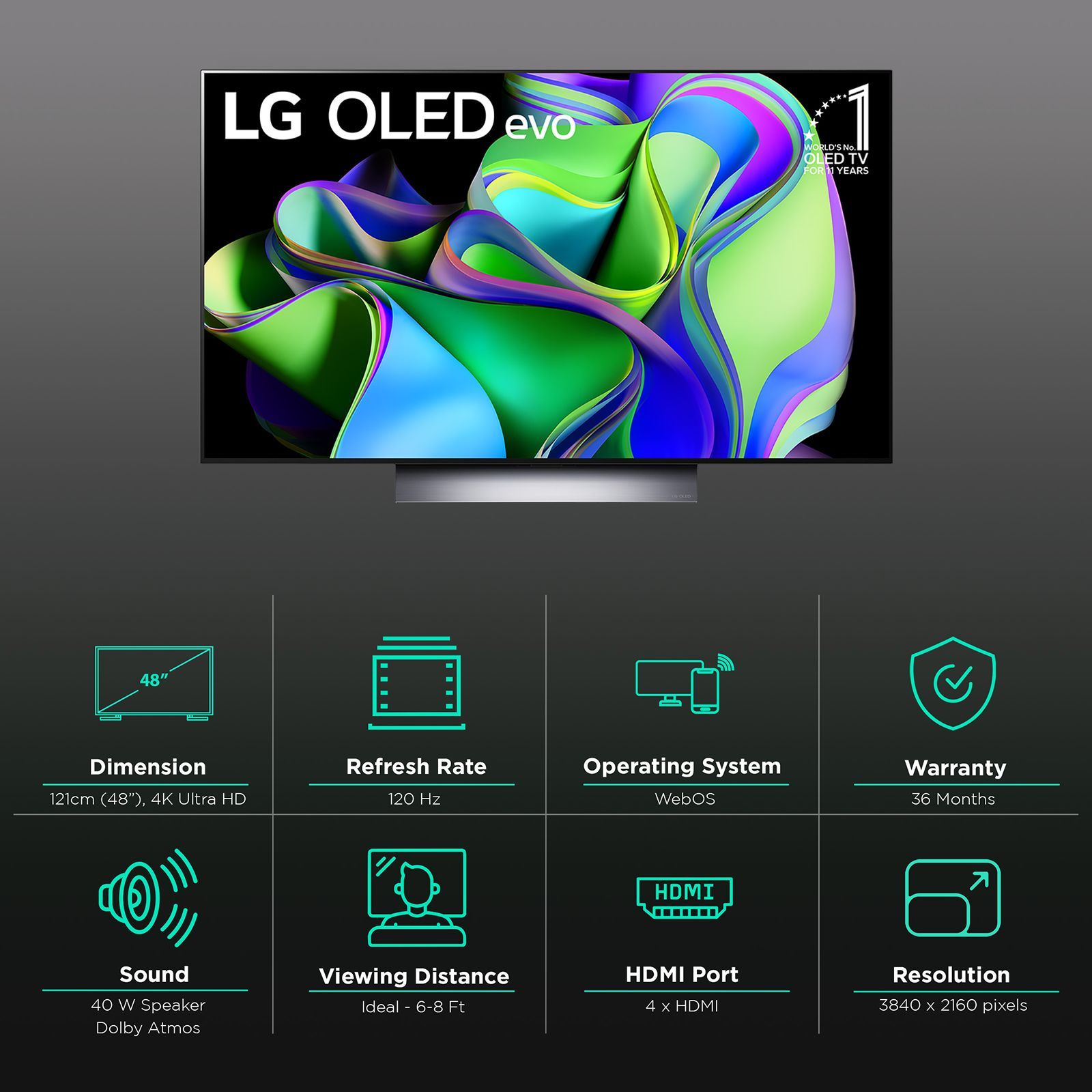 LG C3X 121 cm (48 inch) OLED 4K Ultra HD WebOS TV with Dolby Vision (2023 model) LG C3X 121 cm (48 inch) OLED 4K Ultra HD WebOS TV with Dolby Vision (2023 model)_3