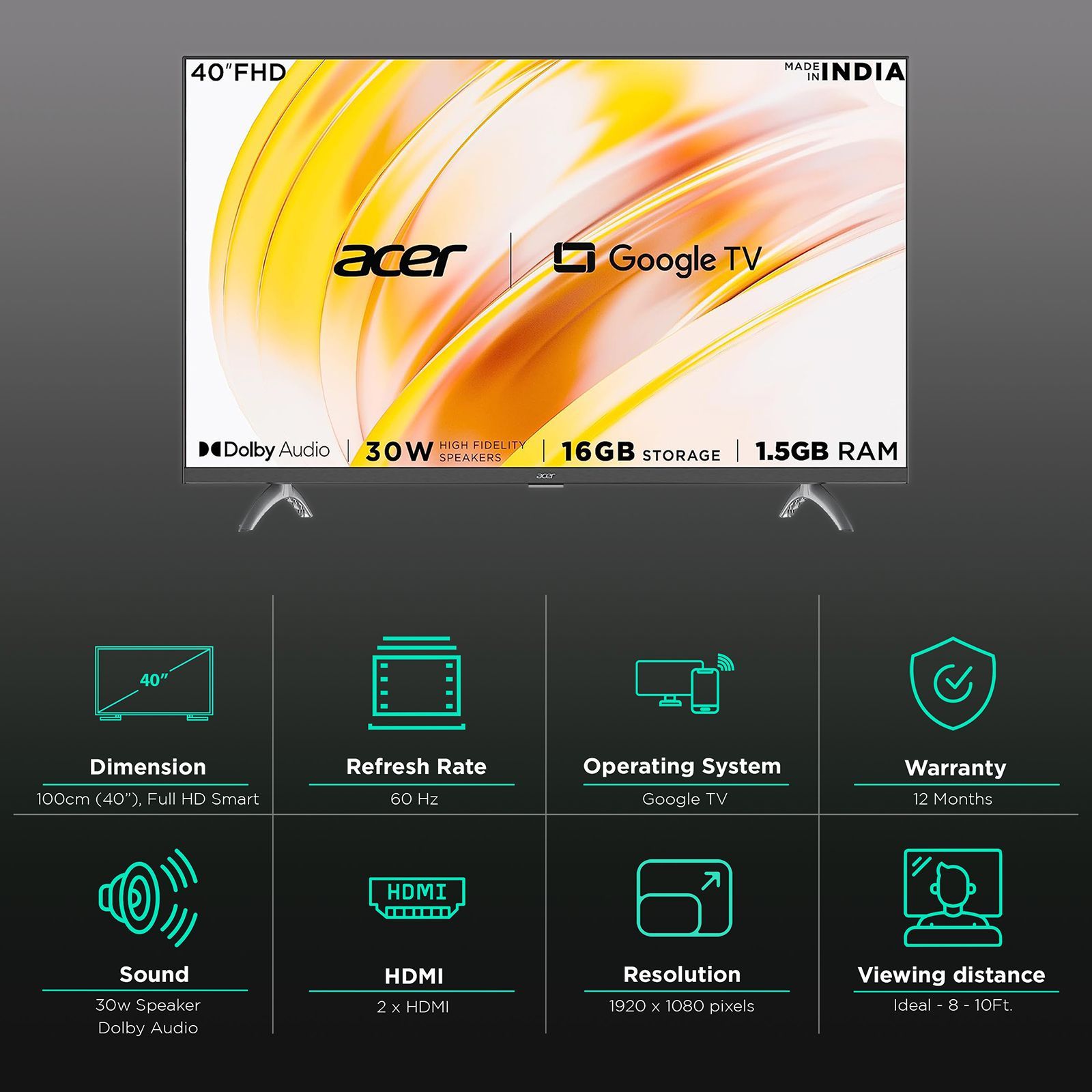 acer I Series 100 cm (40 inch) Full HD LED Smart Google TV with Dolby Audio (2023 model)_2