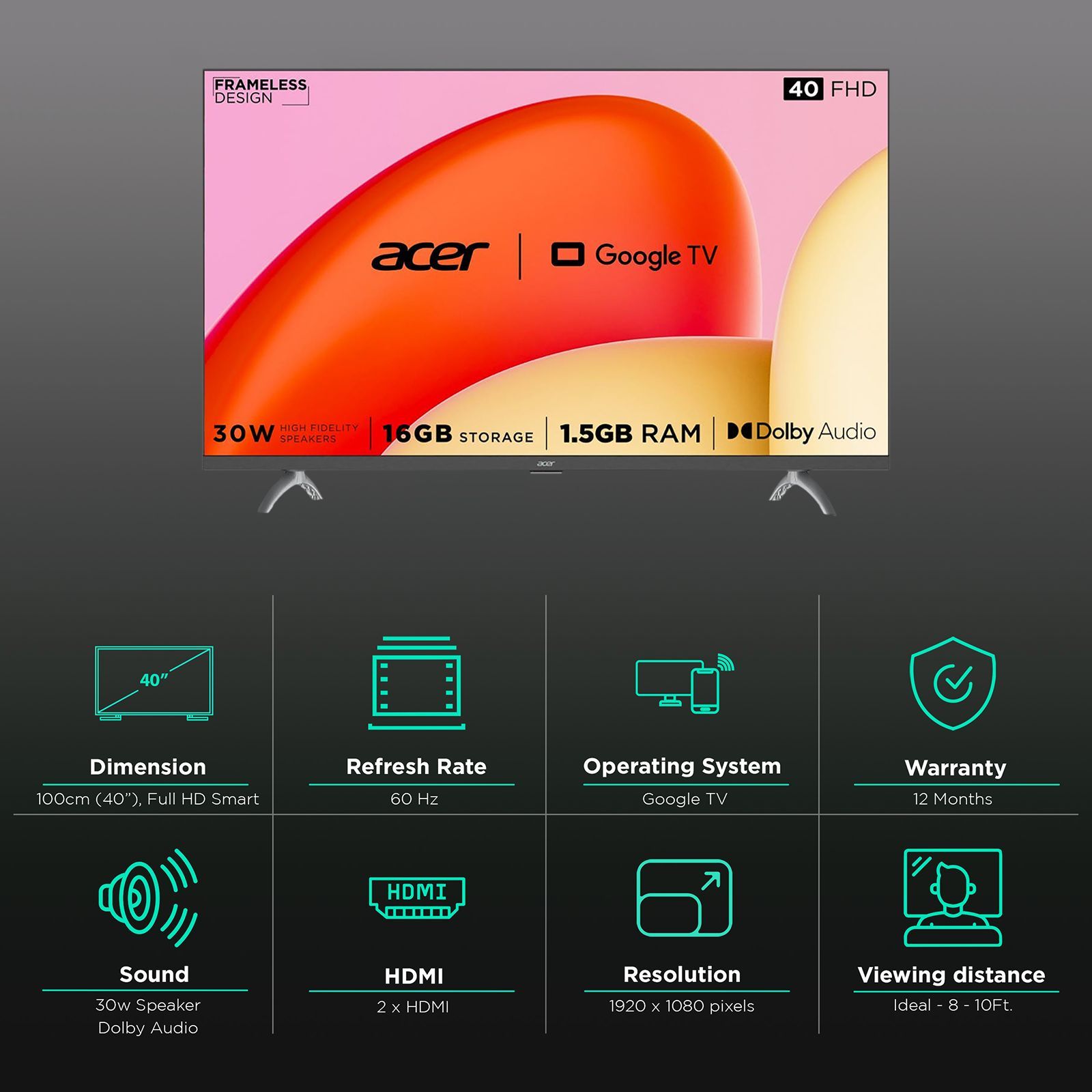 acer I Series 100 cm (40 inch) Full HD LED Smart Google TV with Dolby Audio (2023 model)_3