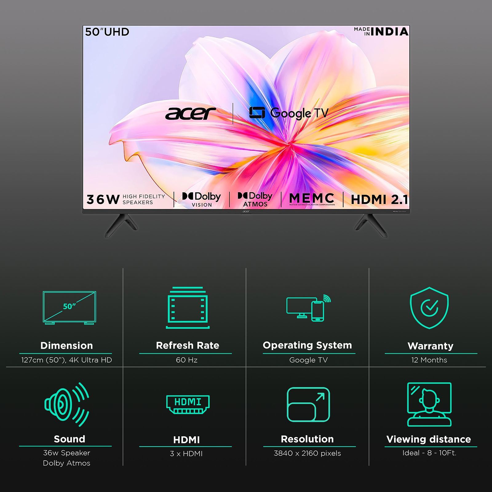 acer Advanced I Series 127 cm (50 inch) 4K Ultra HD LED Google TV with Dolby Vision (2023 model) acer Advanced I Series 127 cm (50 inch) 4K Ultra HD LED Google TV with Dolby Vision (2023 model)_2