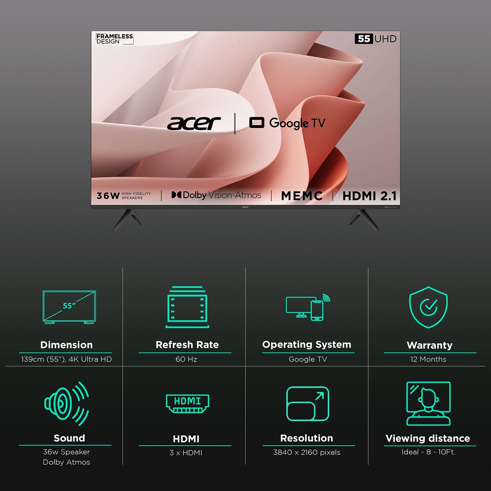 acer Advanced I Series 139 cm (55 inch) 4K Ultra HD LED Google TV with Dolby Vision and Dolby Audio (2023 model)_3